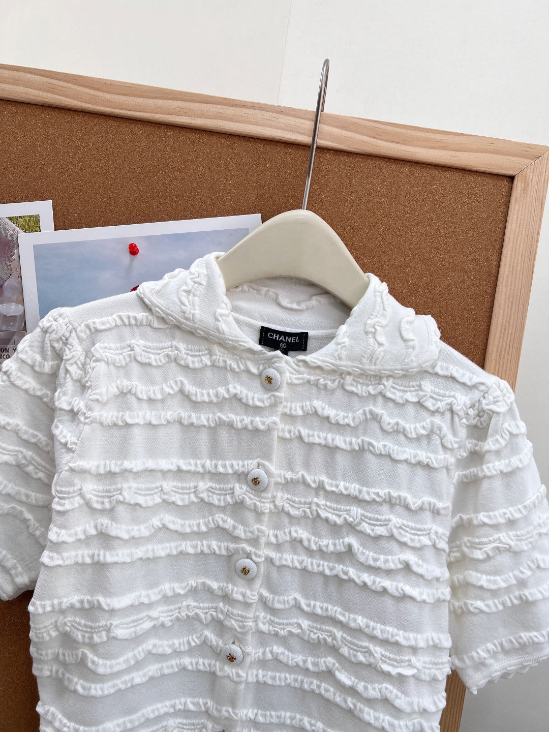 Chanel 2026 Collared Short-Sleeved Cardigan White Cotton 472923