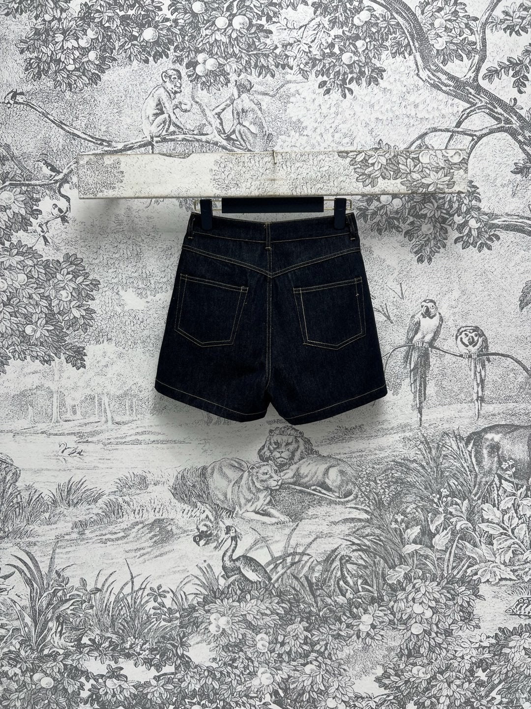 LV 25 Denim Shorts  Black Cotton