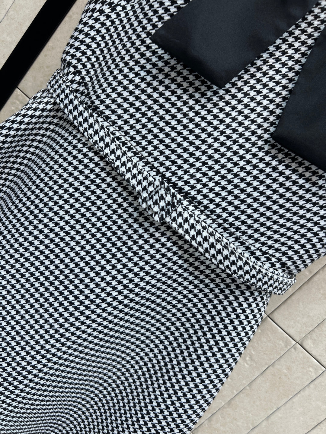 Dior 2026 Houndstooth Sleeveless Dress Black White Polyester