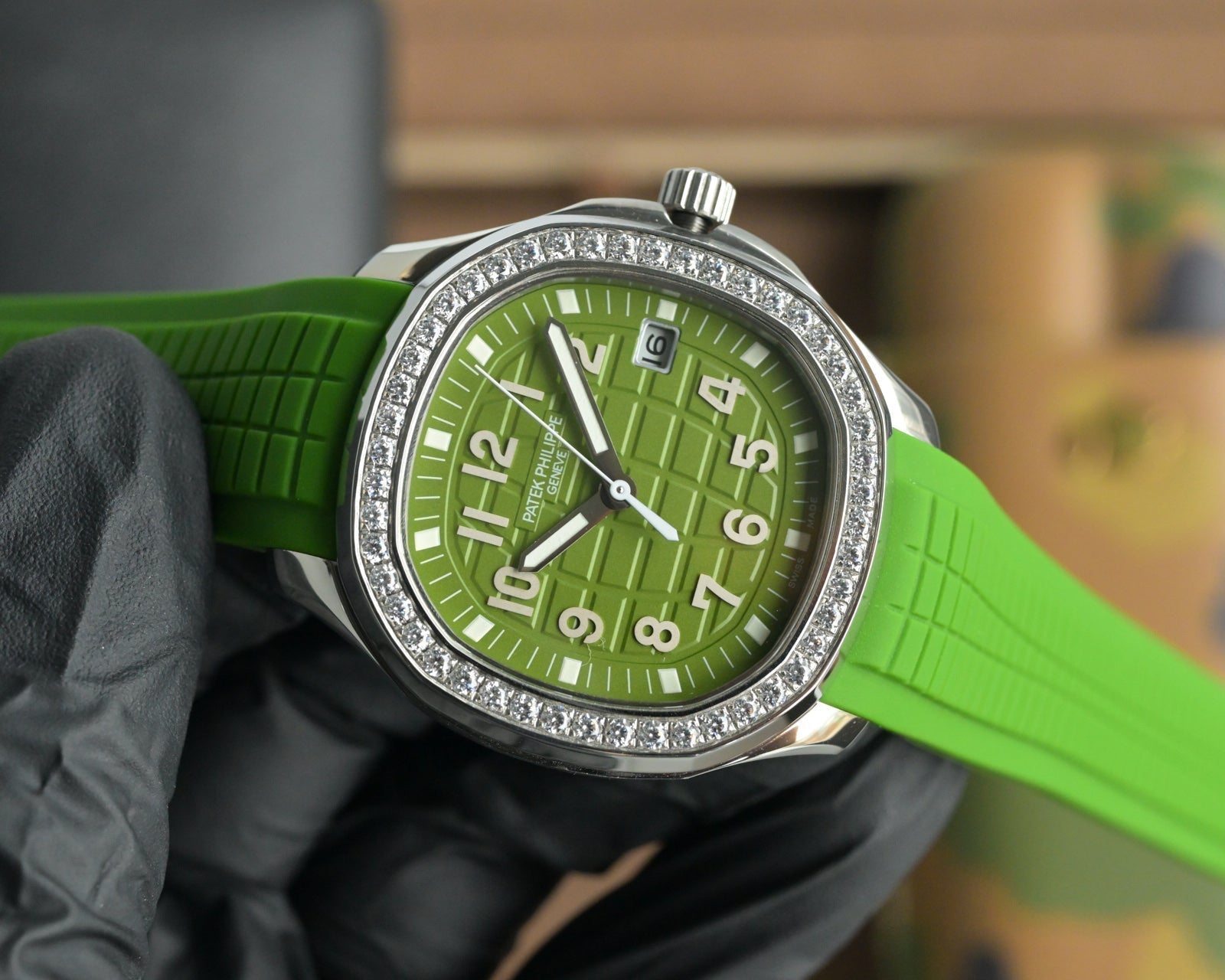 Patek Philippe Nautilus 38.8mm Green Dial Green Strap