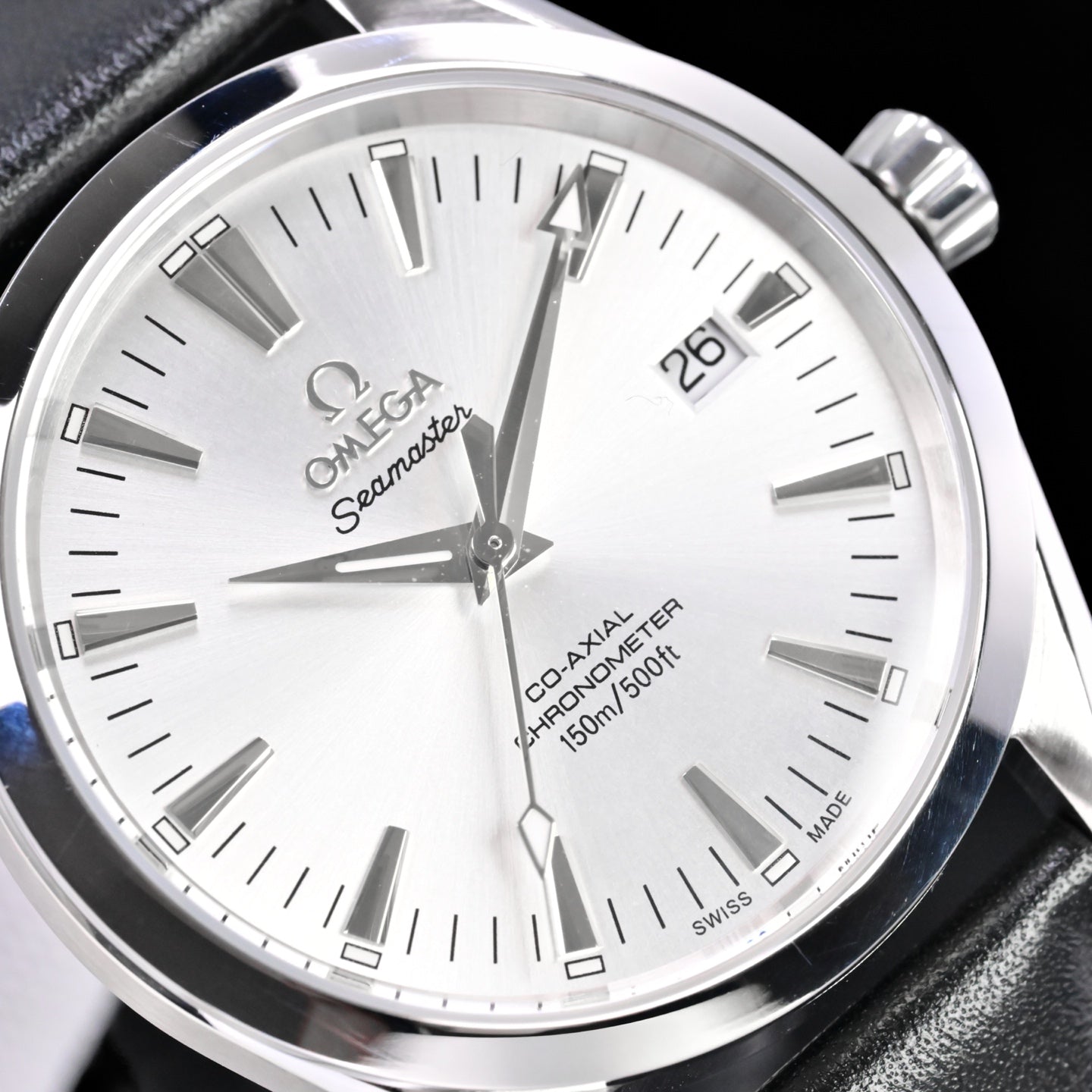 Omega Seamaster 150M Aqua Terra Observatory 39mm  Black Leather Strap