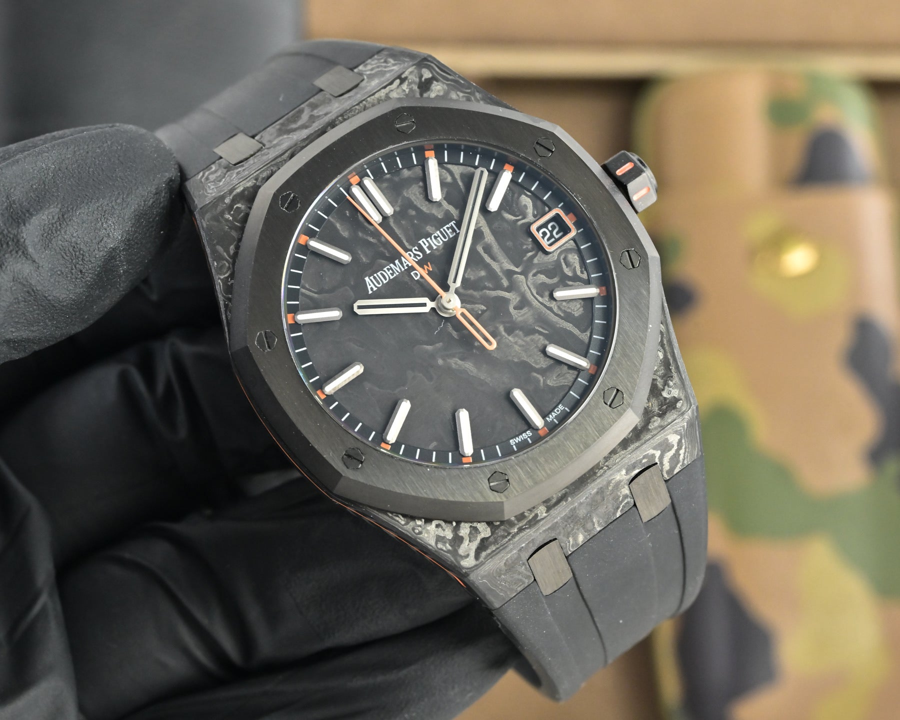 Audemars Piguet Royal Oak 41mm Custom Carbon Black Orange Dial