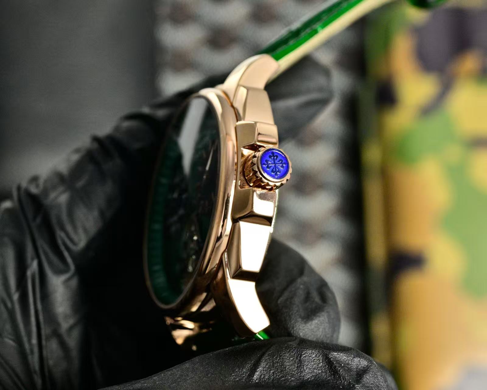 Patek Philippe Double Tourbillon Green Dial 42mm Watch Rose Gold Case