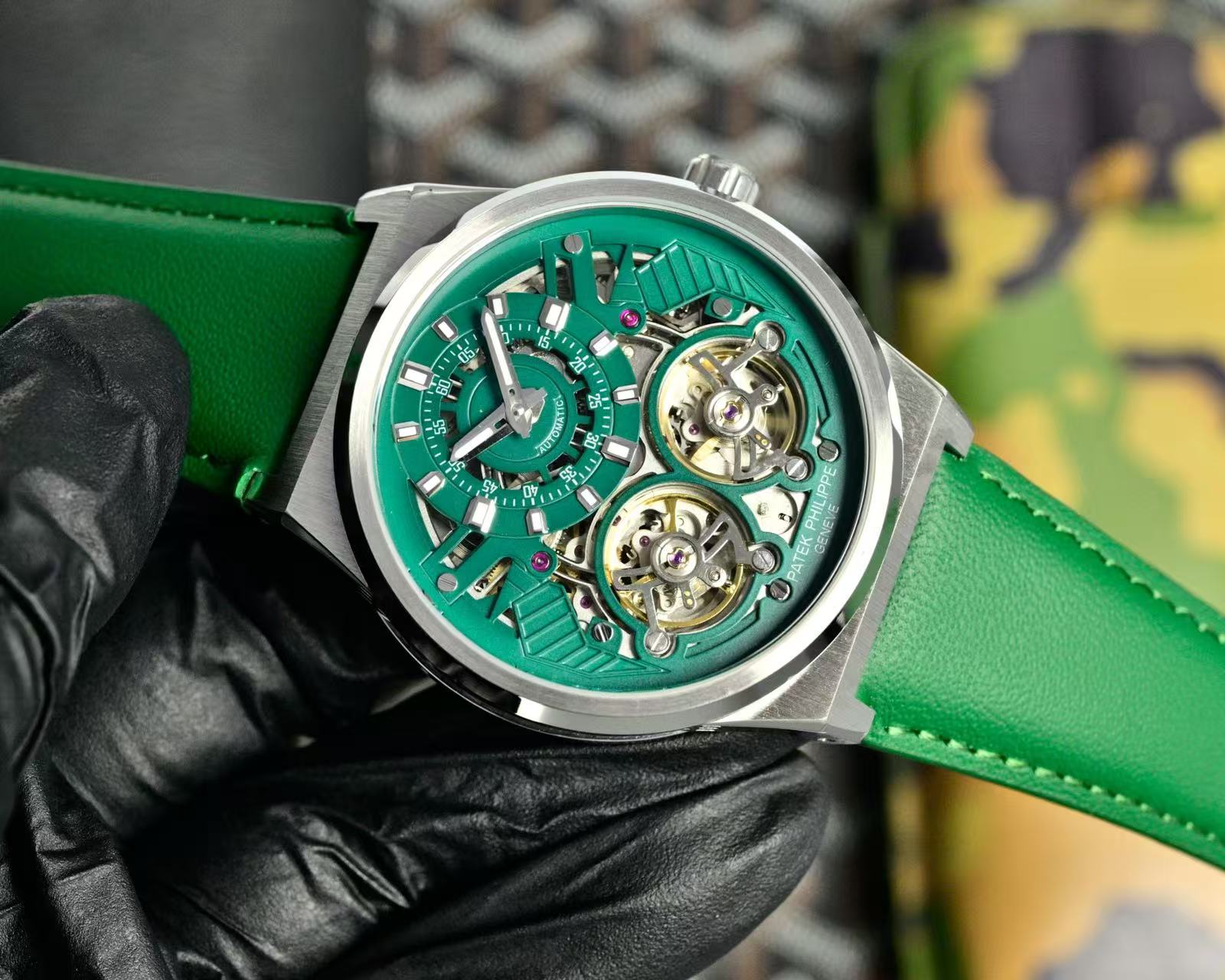 Patek Philippe Double Tourbillon Green Dial 44mm Watch