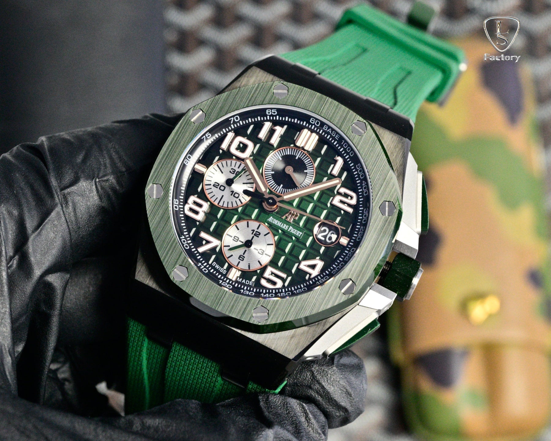 Audemars Piguet Royal Oak Chronograph 41mm Green Dial Green Rubber Strap