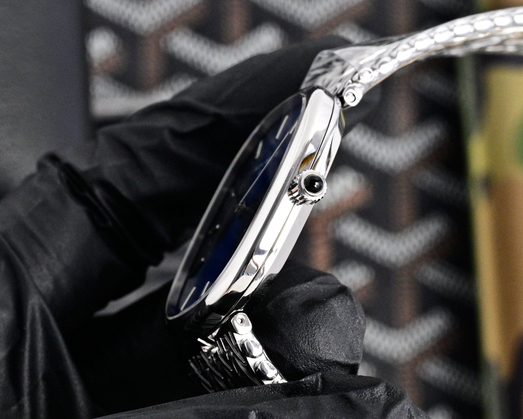 Patek Philippe Golden Ellipse 27mm Blue Dial Steel Strap
