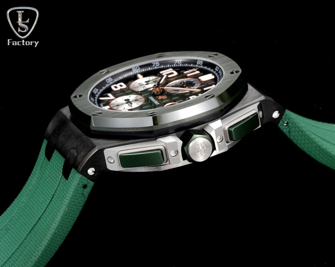 Audemars Piguet Royal Oak Offshore Chronograph 44mm Black Case Green Silver Dial