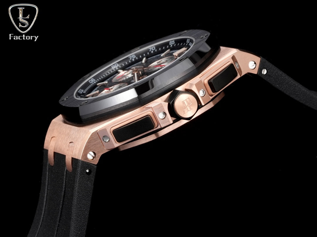 Audemars Piguet Royal Oak Offshore Chronograph 44mm Rose Gold Case Black Silver Dial