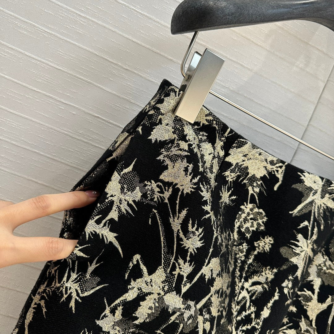 CD 25 Print Shirt Black Gold Jacquard fabric