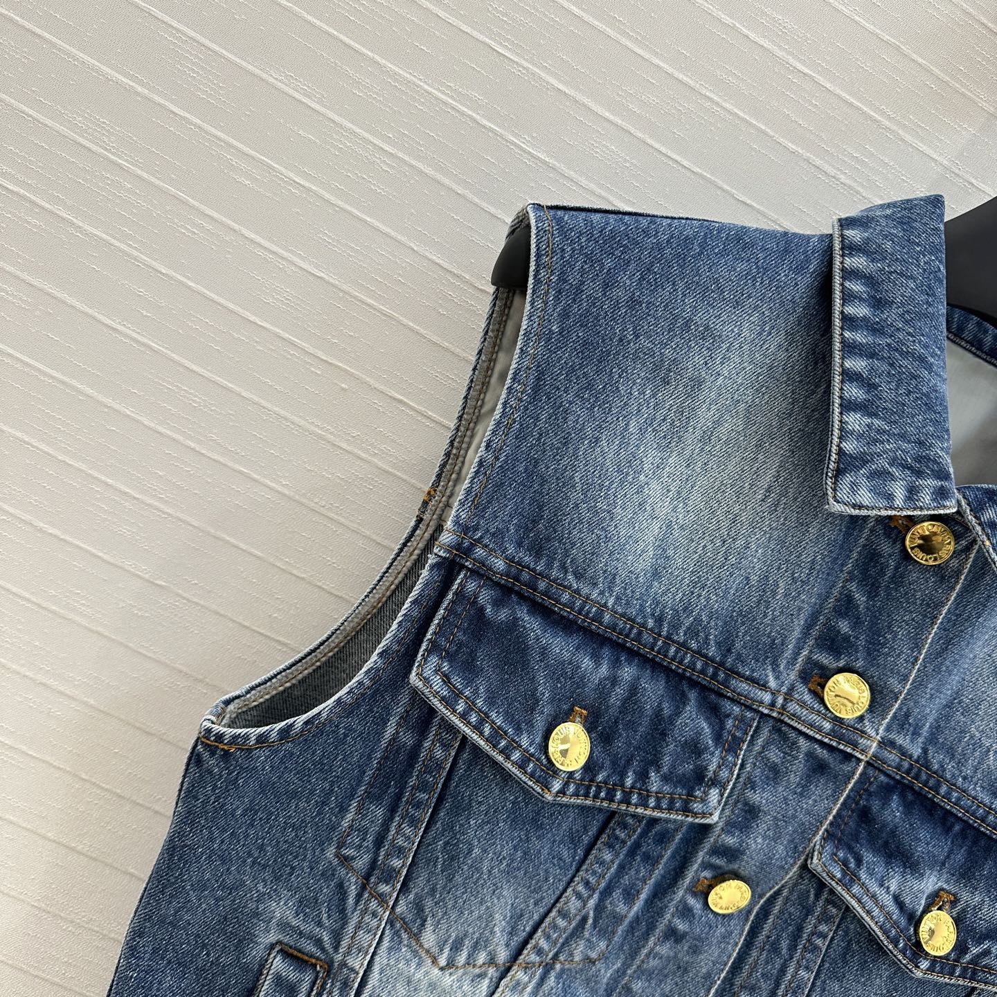 LV 25 Denim Vest Jacket Blue Cotton