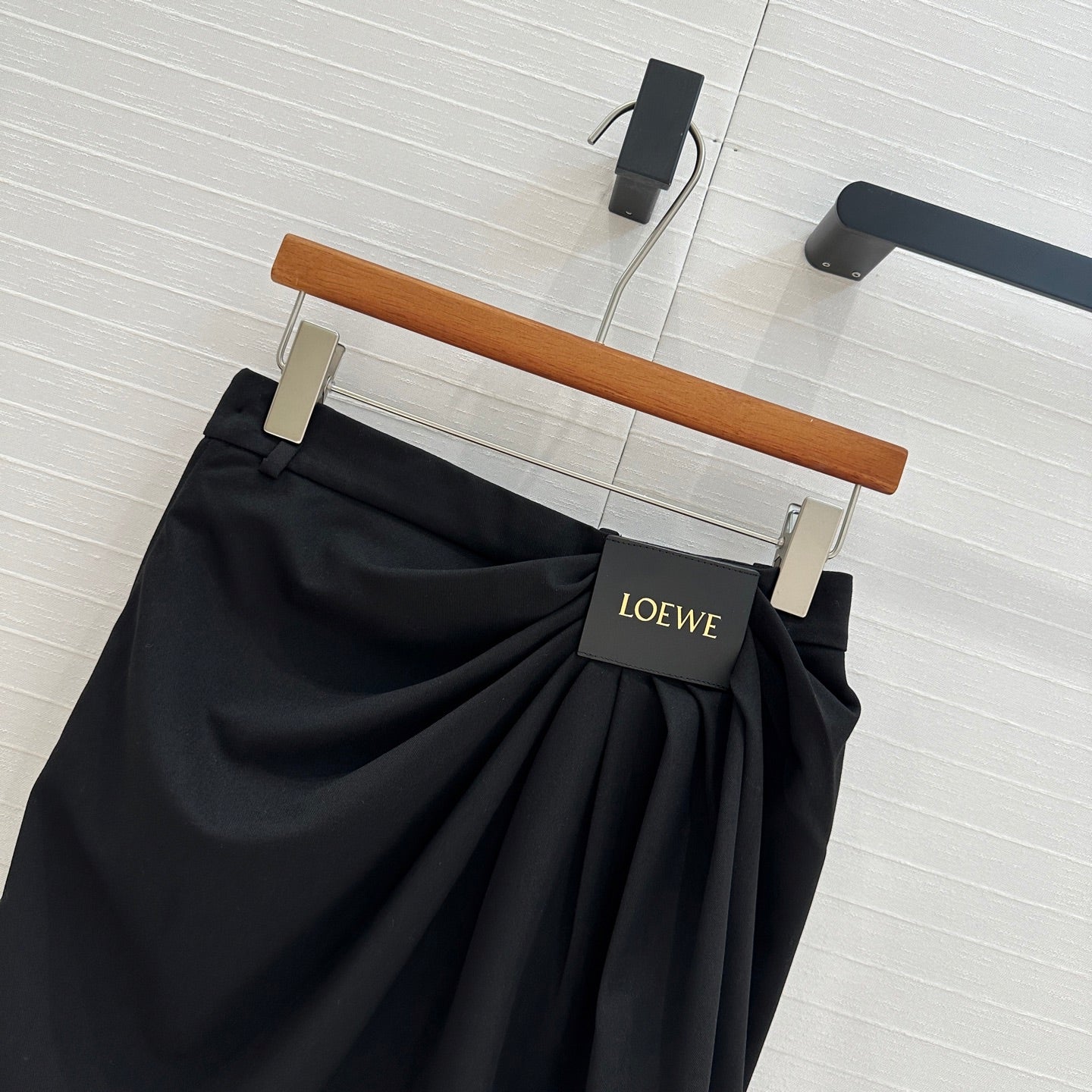 Loewe 25 Draped Skirt Black Polyester Fiber