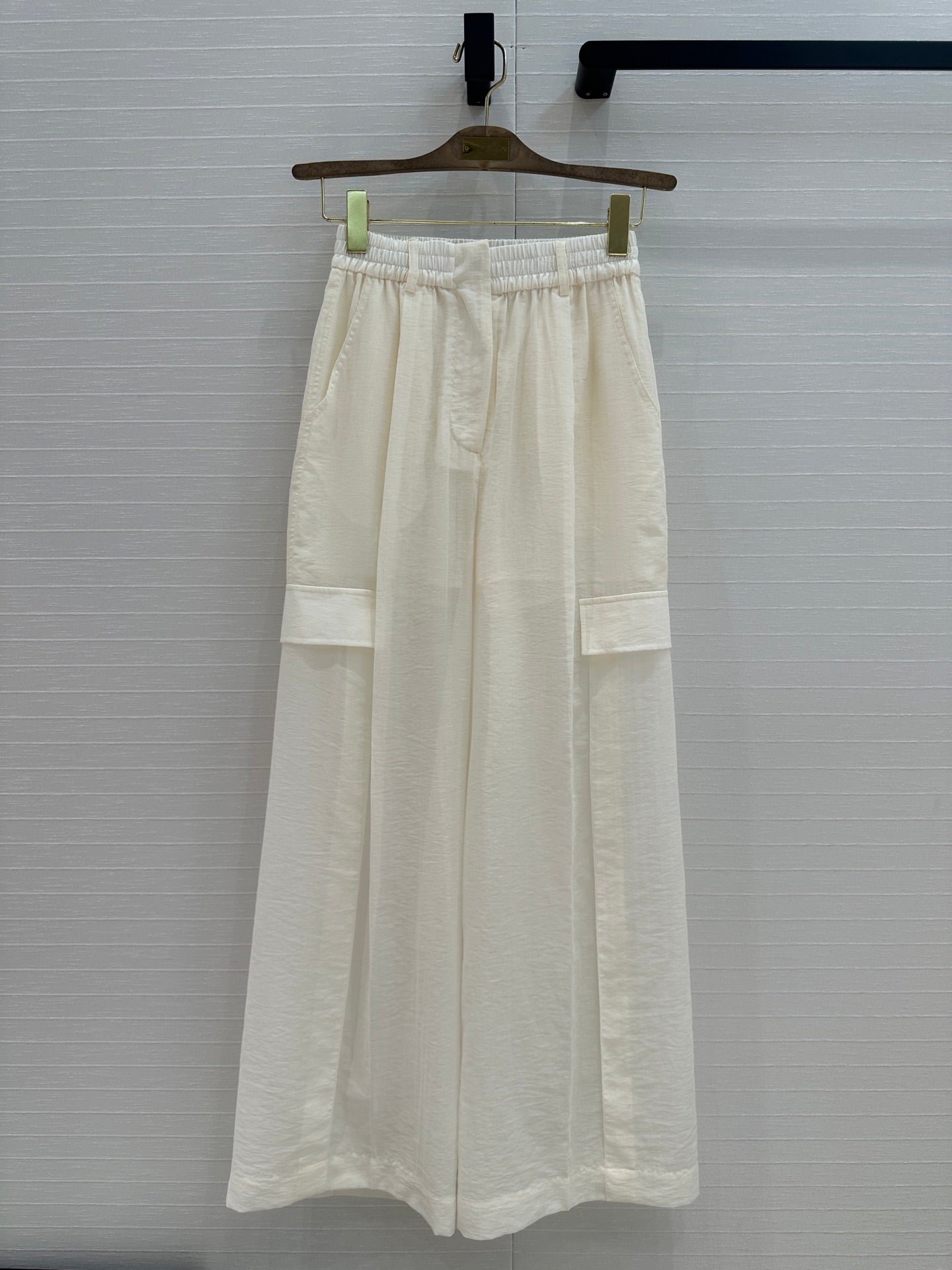 Gucci 25 Wide-leg Casual Pants Ivory Cotton