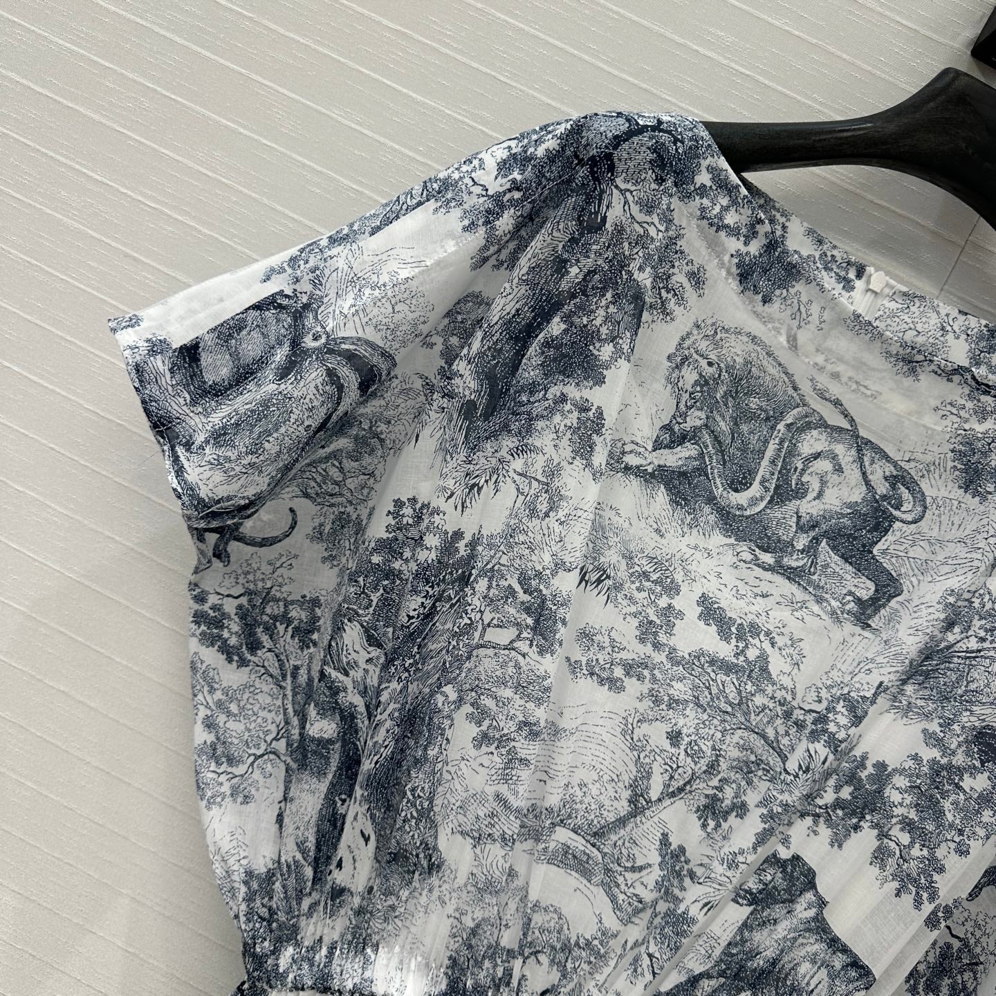 CD 25 Boat Neck Long Skirt Blue White Cotton