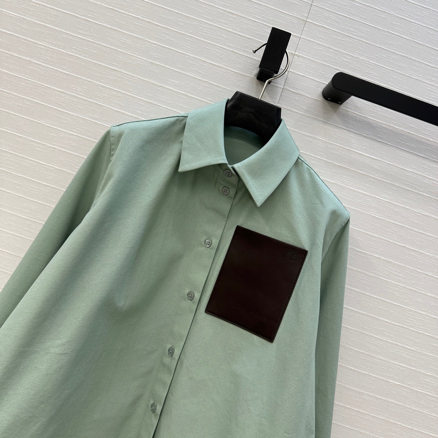 Loewe  A-line Denim Shirt Jacket Green Cotton