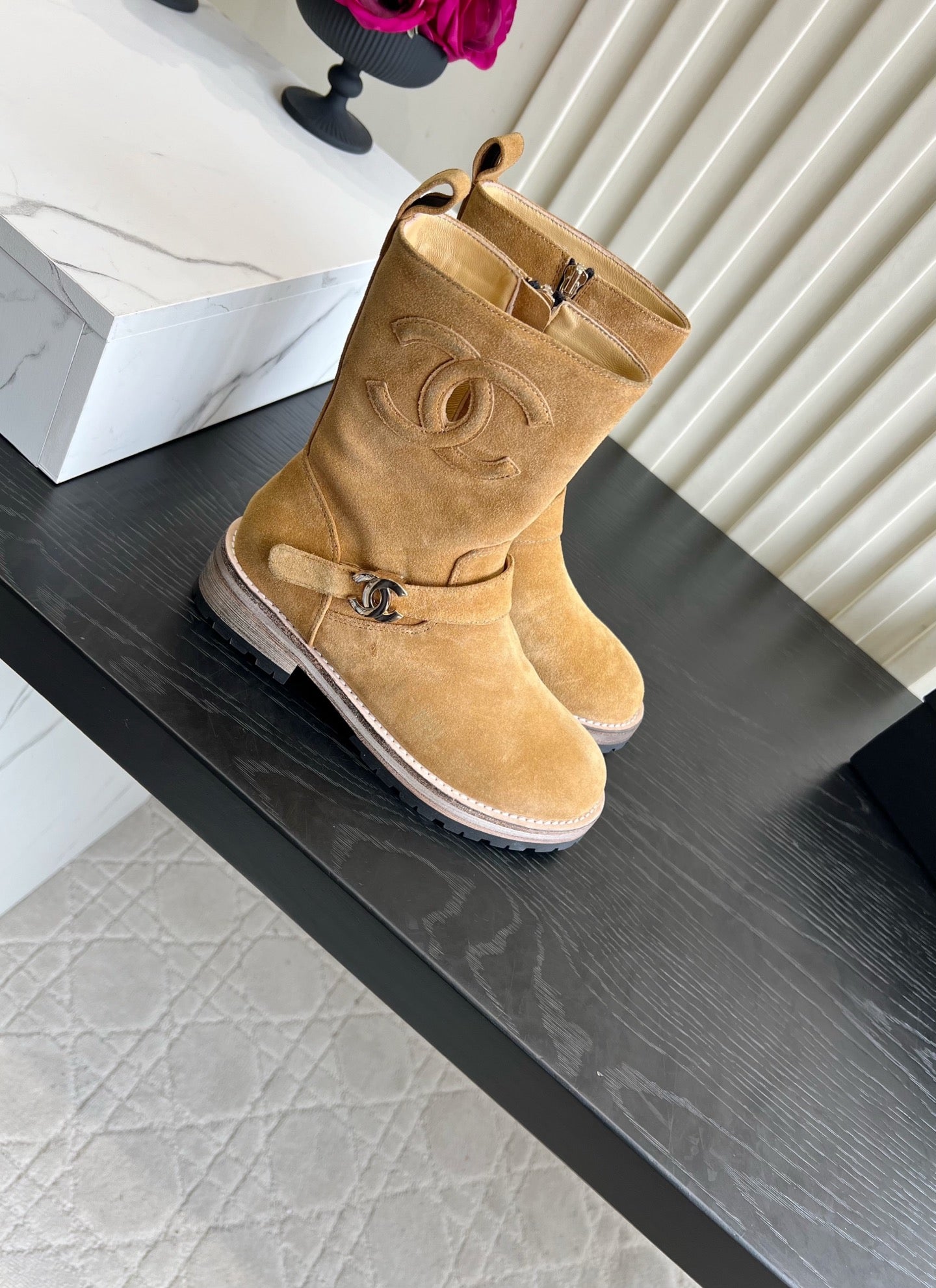 Chanel 2026 Mid-Calf Boots Suede Cowhide 977204