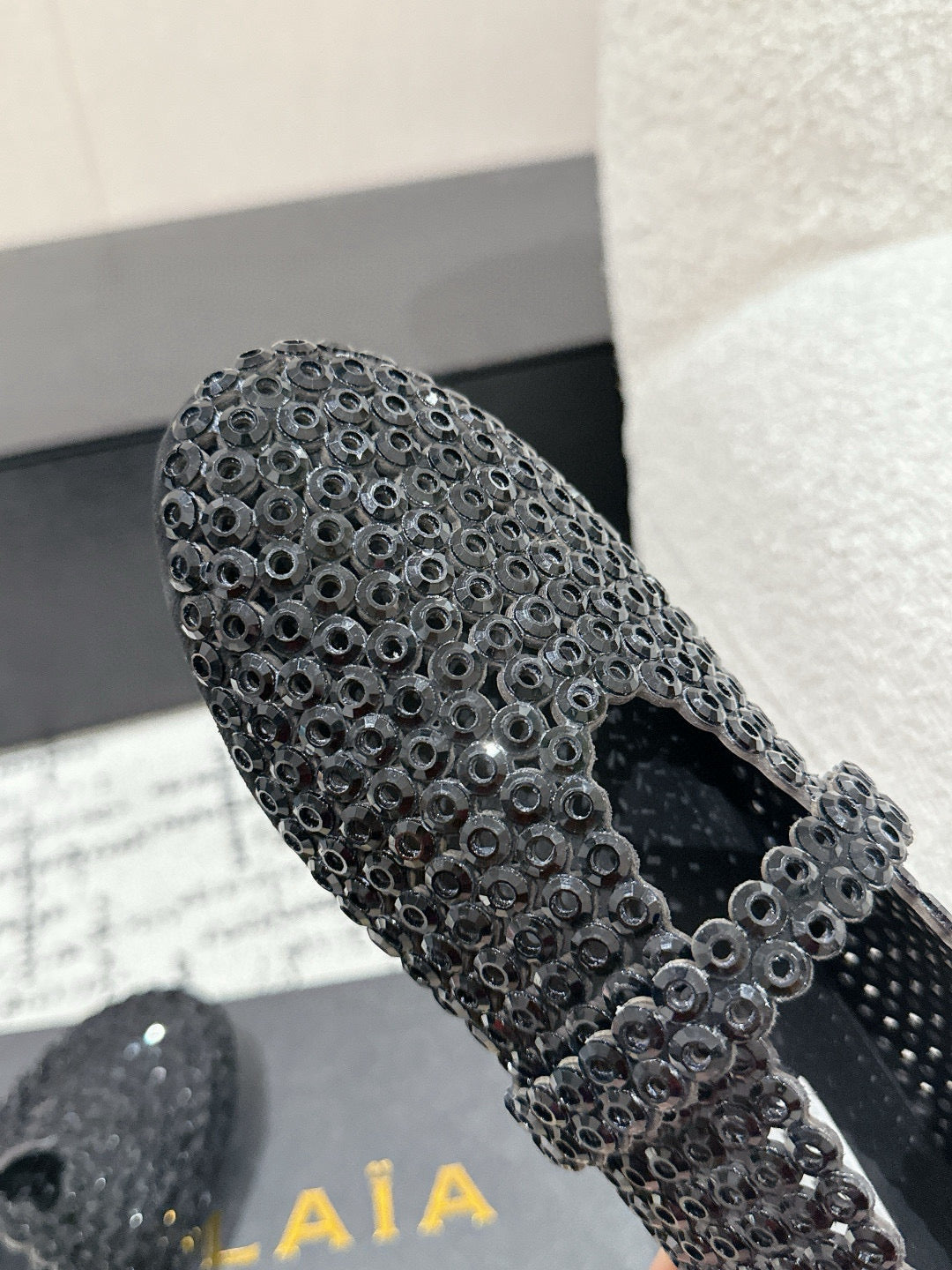 Alaia 25 Embellished Mary Jane Flats Black Suede  293178