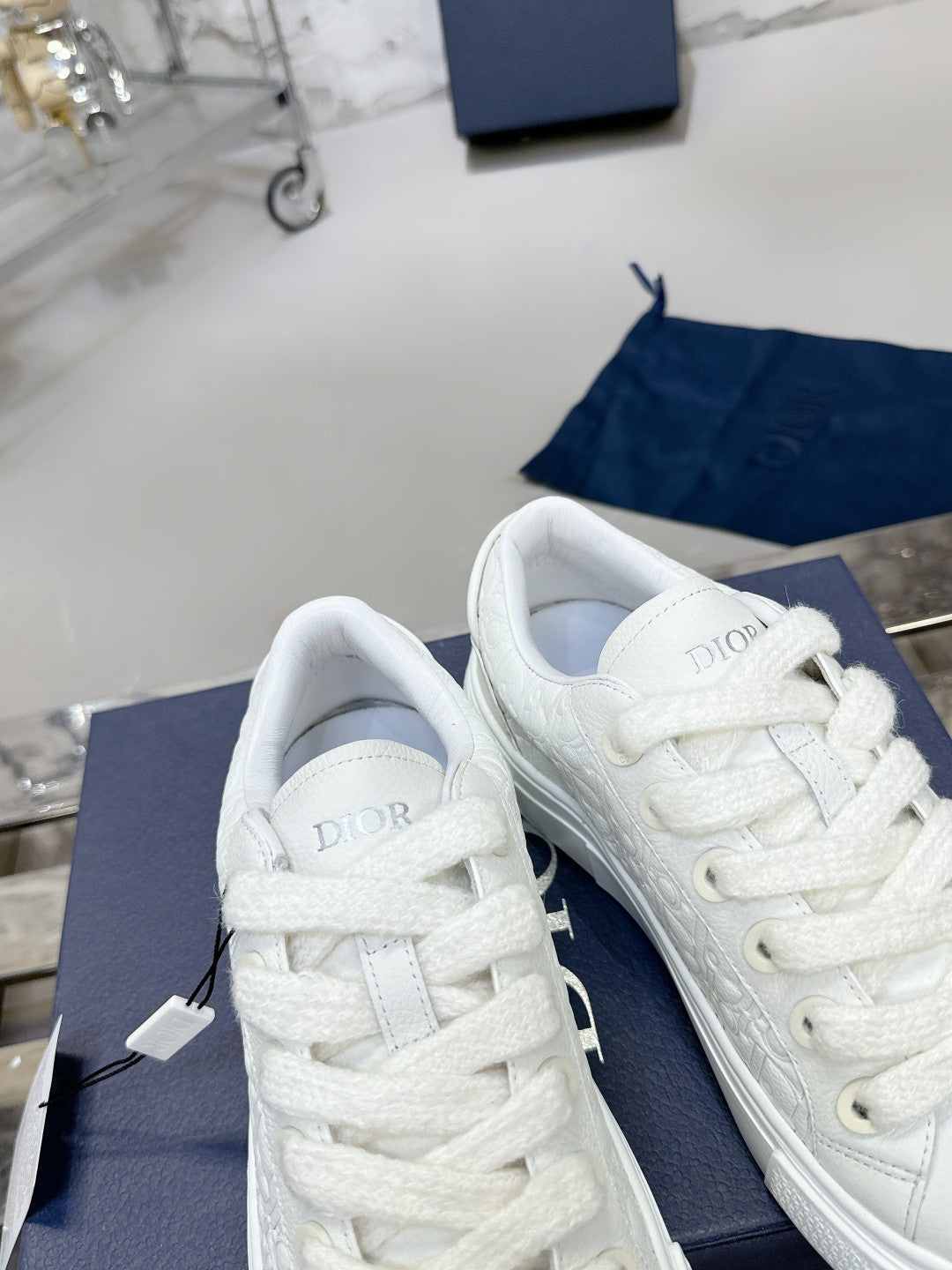 CD B33 Sneaker 30mm In White Monogram Calfskin 100554