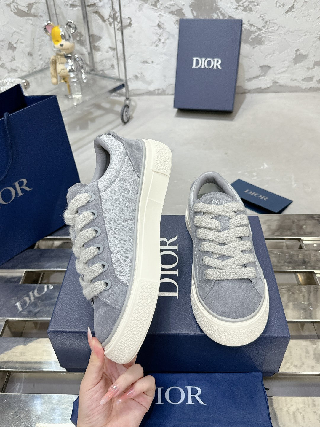 B33 Sneaker 30mm Dark Grey Mix Light Grey Monogram Suede 103966