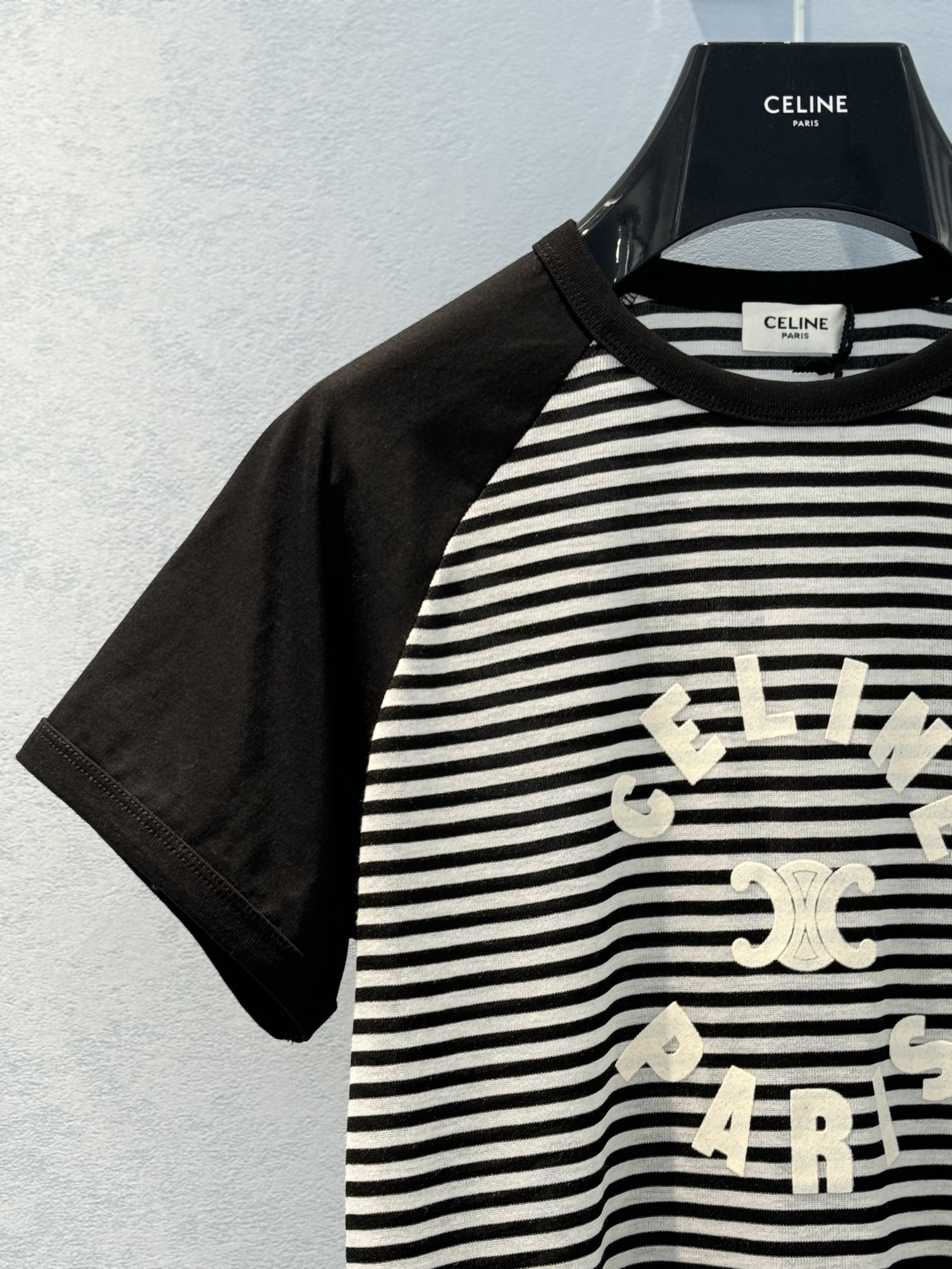 Celine Striped T-shirt Black White Cotton