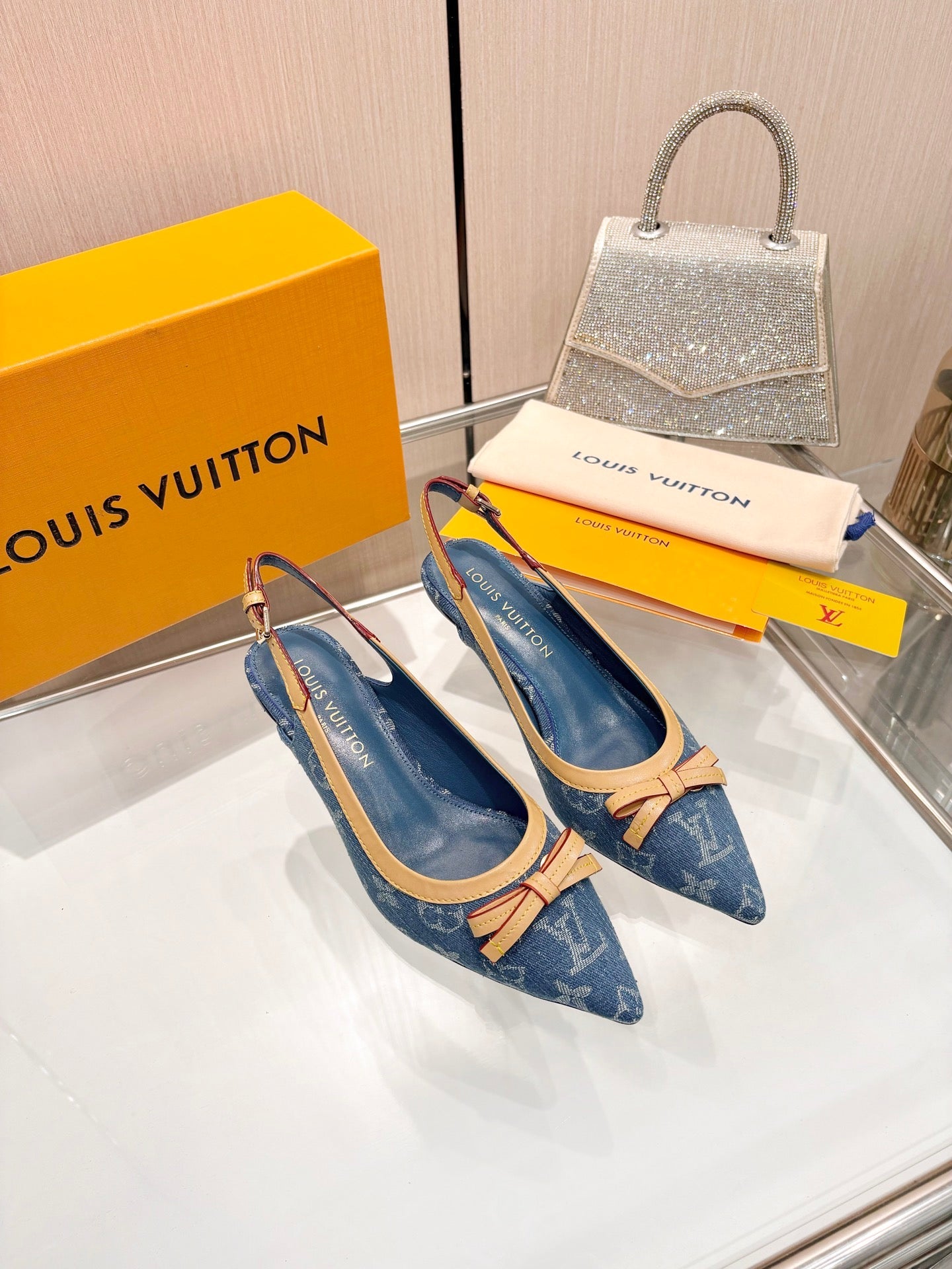 Louis Vuitton 2026 Slingback 55mm Blue Denim Leather 832886