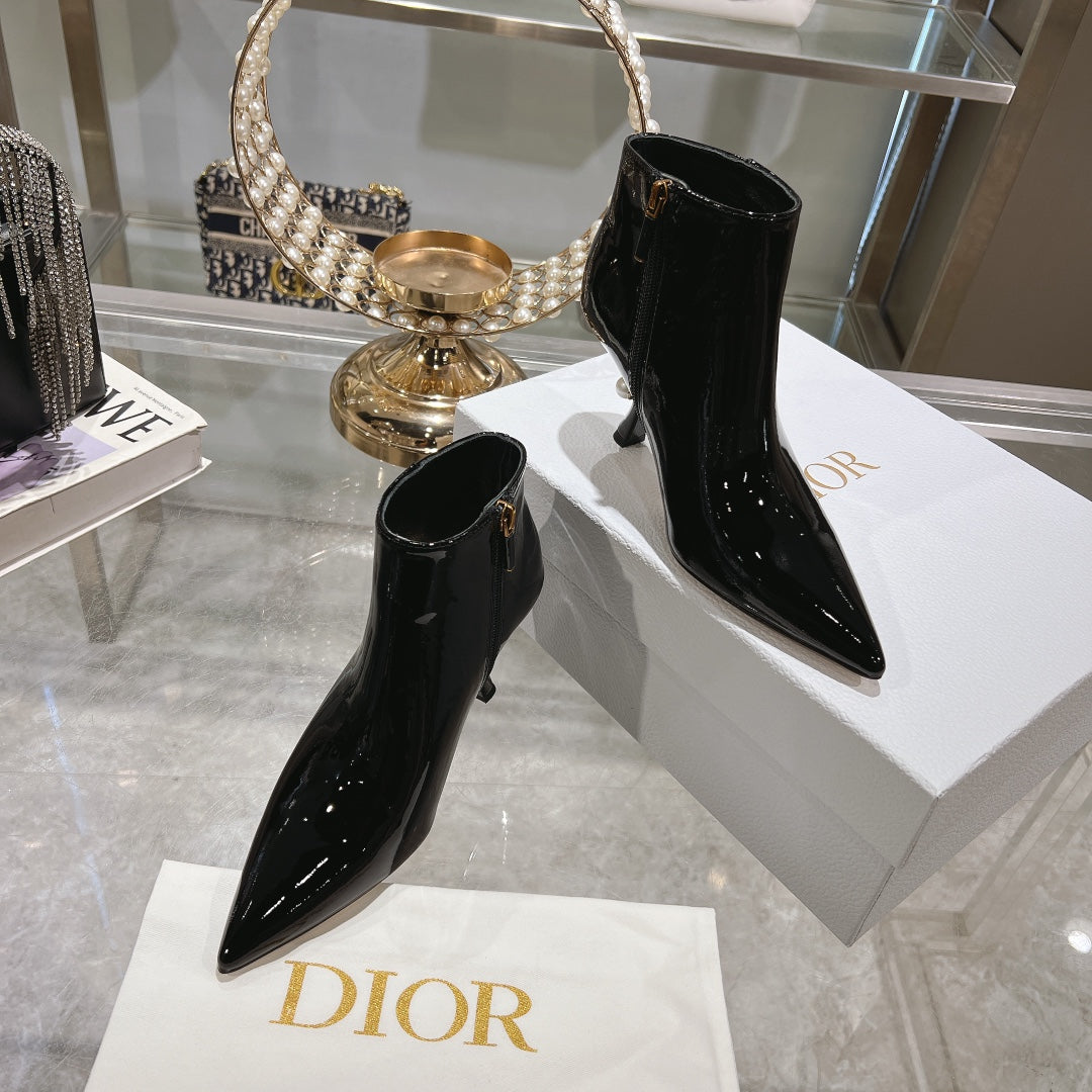 CD Tribales Heeled Ankle Boot 65mm In Black Glossy Cowhide 996434