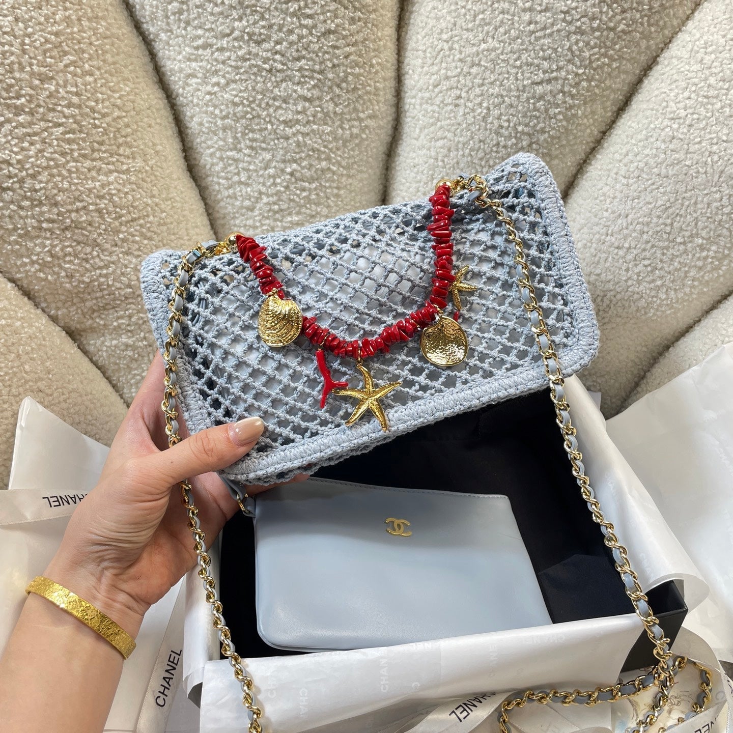 Chanel 2026 Charm Flap Bag 21cm Woven Leather