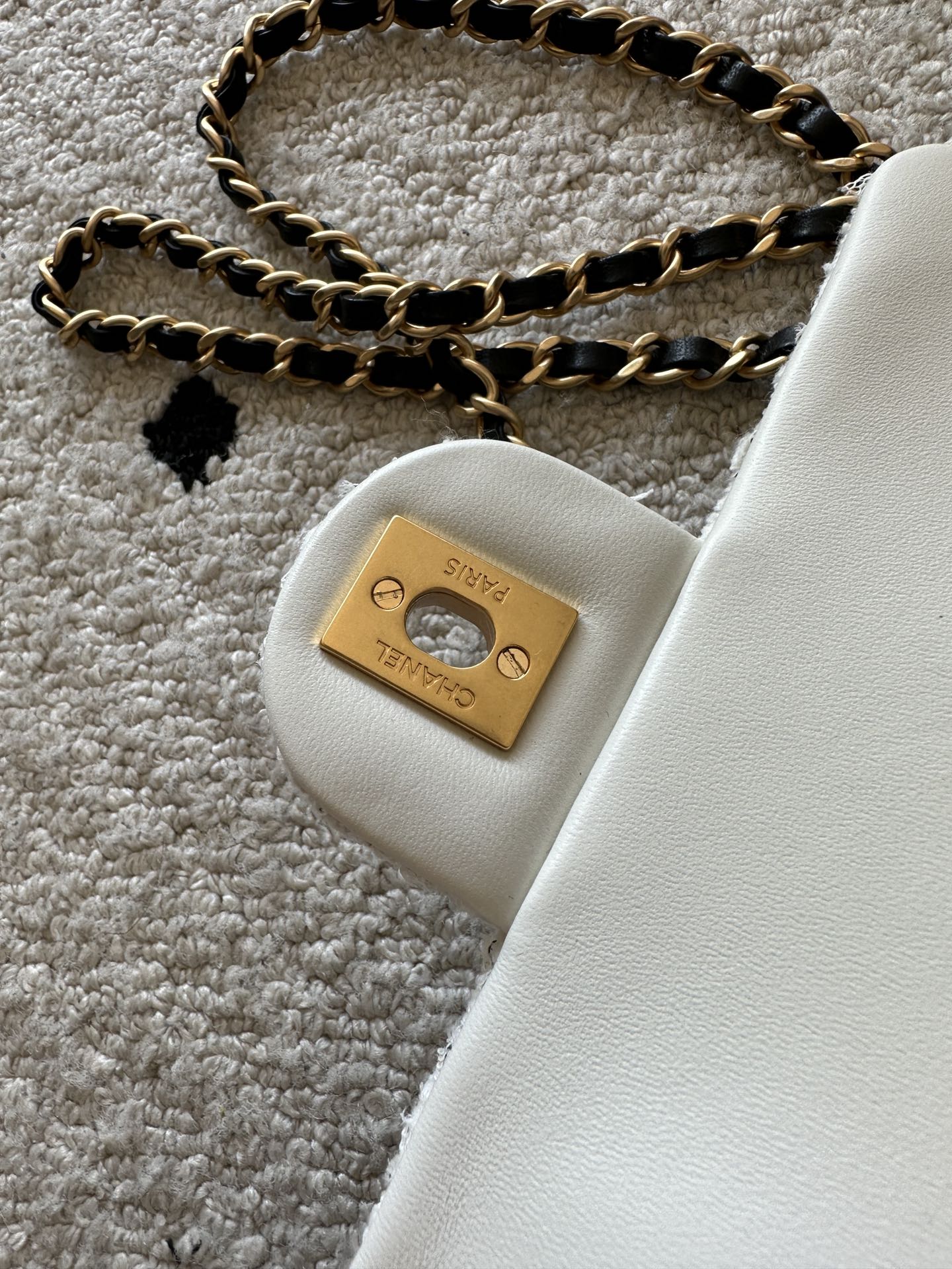 Chanel 2026 Flap Bag White Tweed Leather