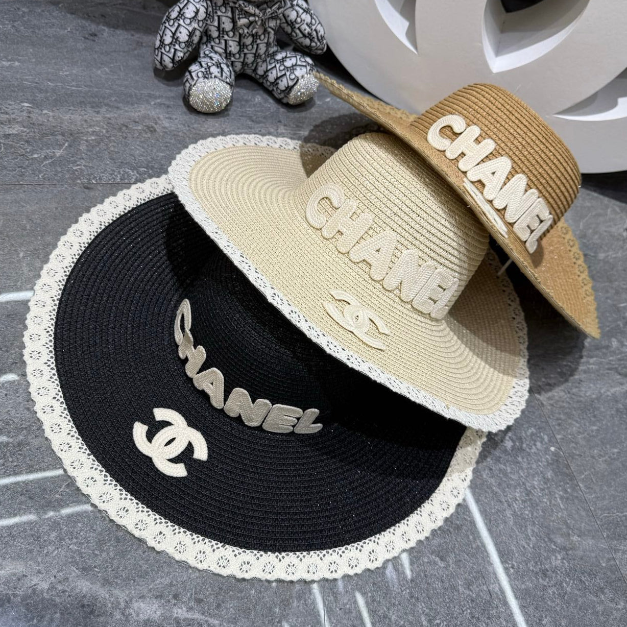 Chanel Round Top Straw Hat with Wide Brim 280798