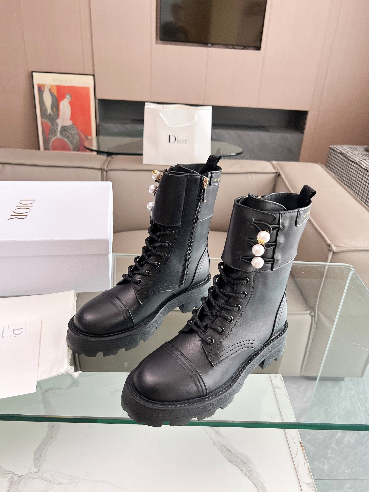 CD D-Strike Ankle Boot Plain Black Calfskin