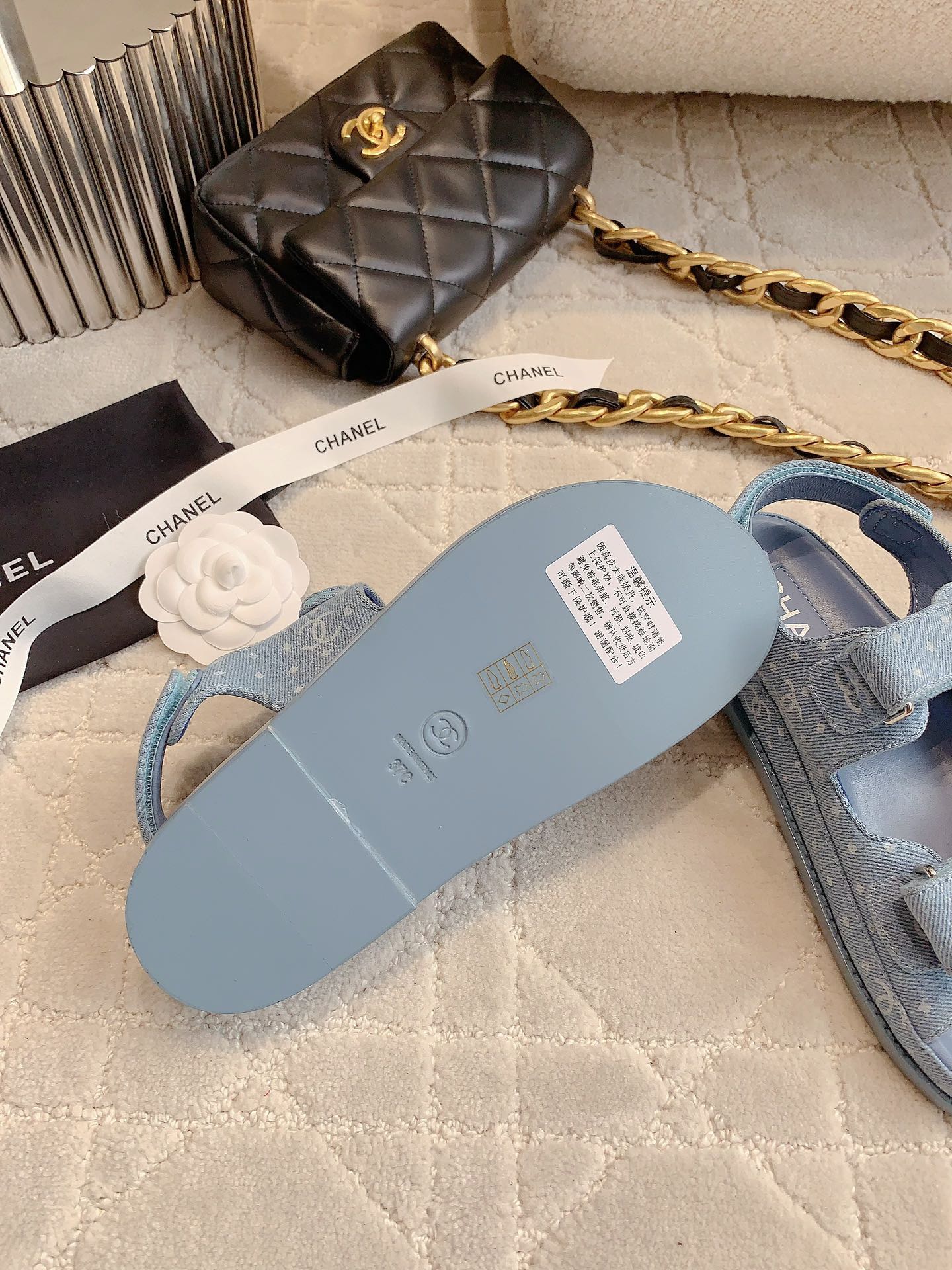 Chanel 2026 Printed Velcro Dad Sandals Fabric 977458