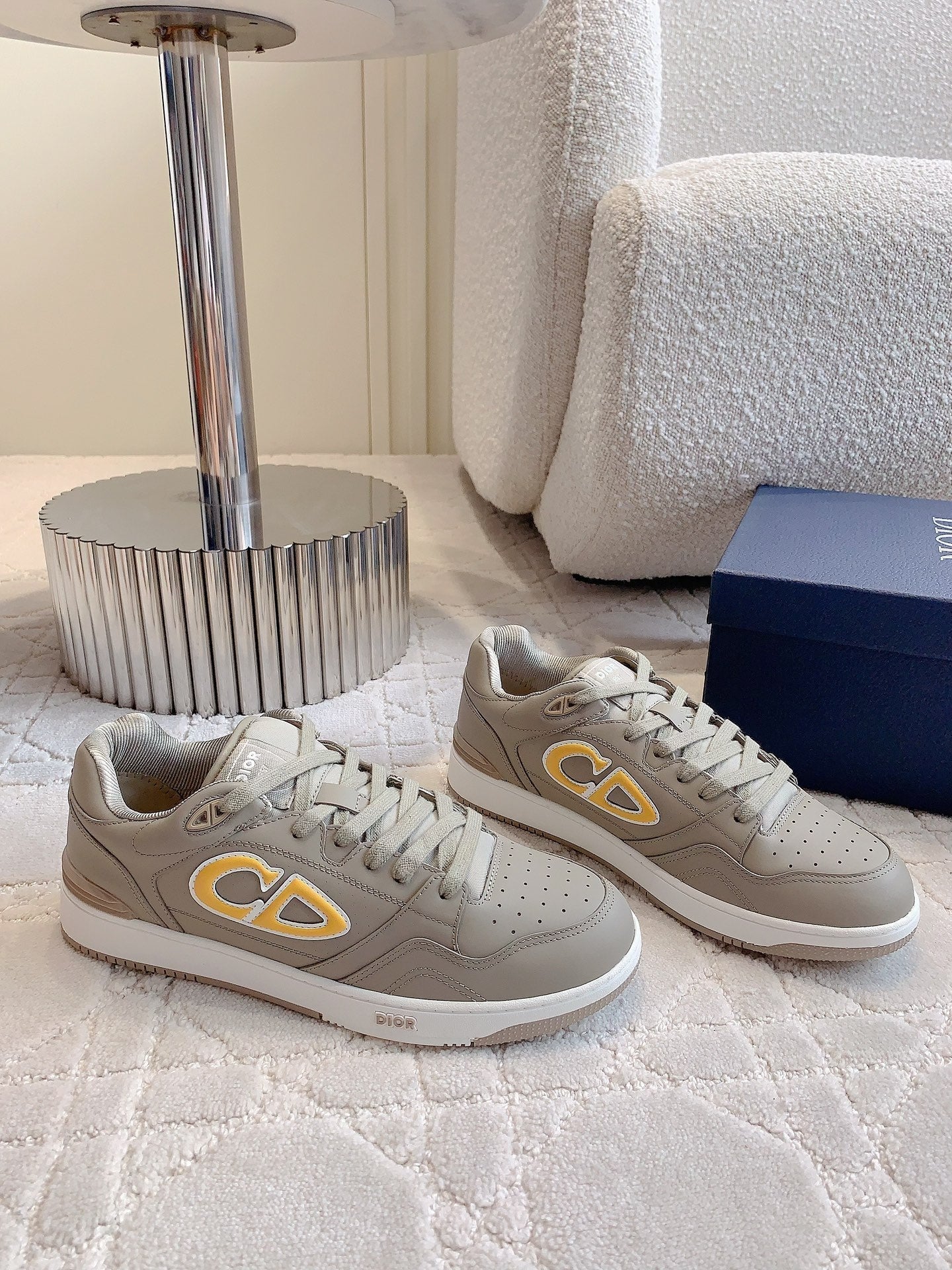 CD AND STONE ISLAND B57 Low-Top Sneaker â€“ Limited And Numbered Edition Brown Gray Mix Orange Calfskin