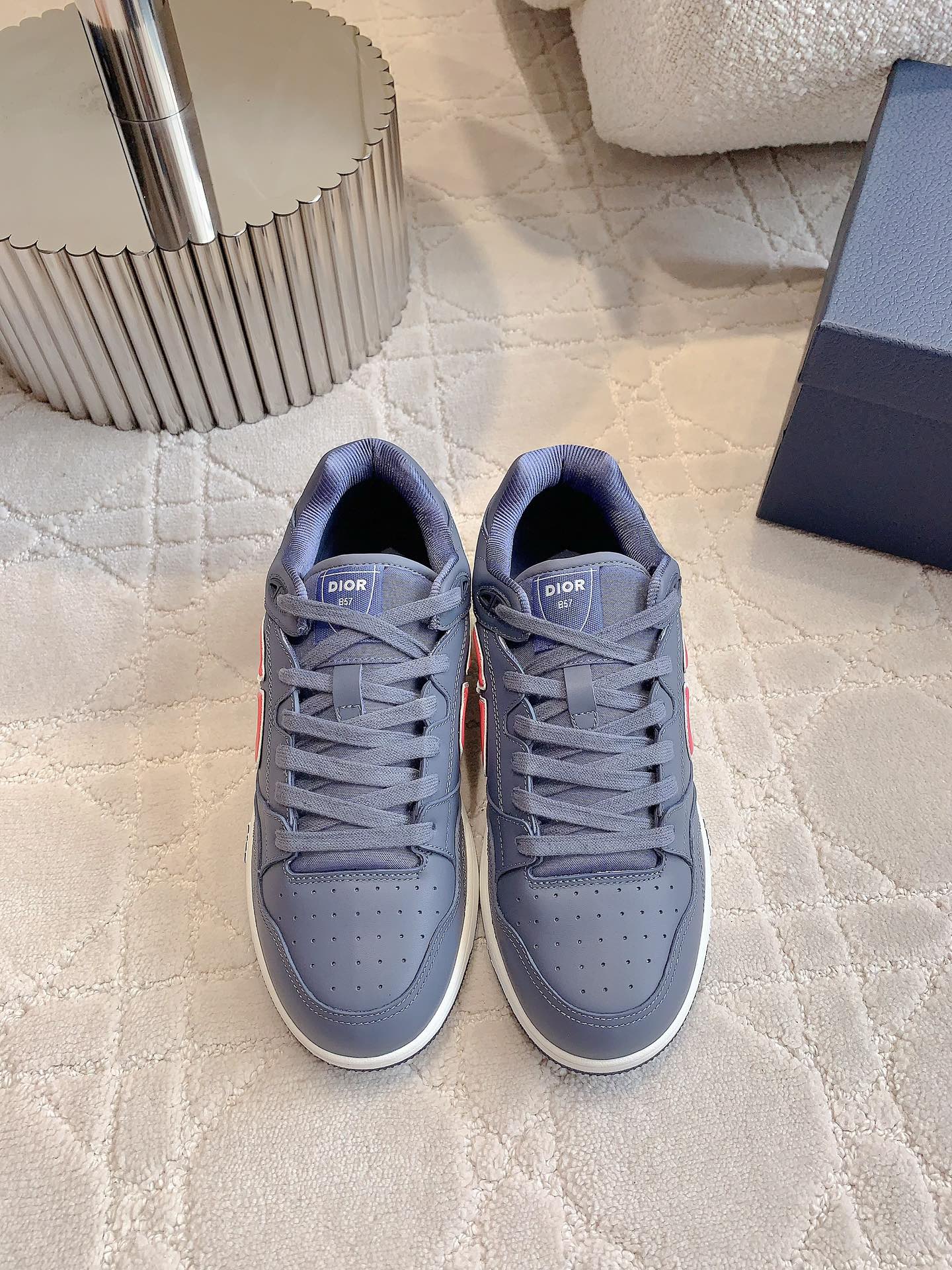 CD AND STONE ISLAND B57 Low-Top Sneaker â€“ Limited And Numbered Edition Blue Mix Red Calfskin