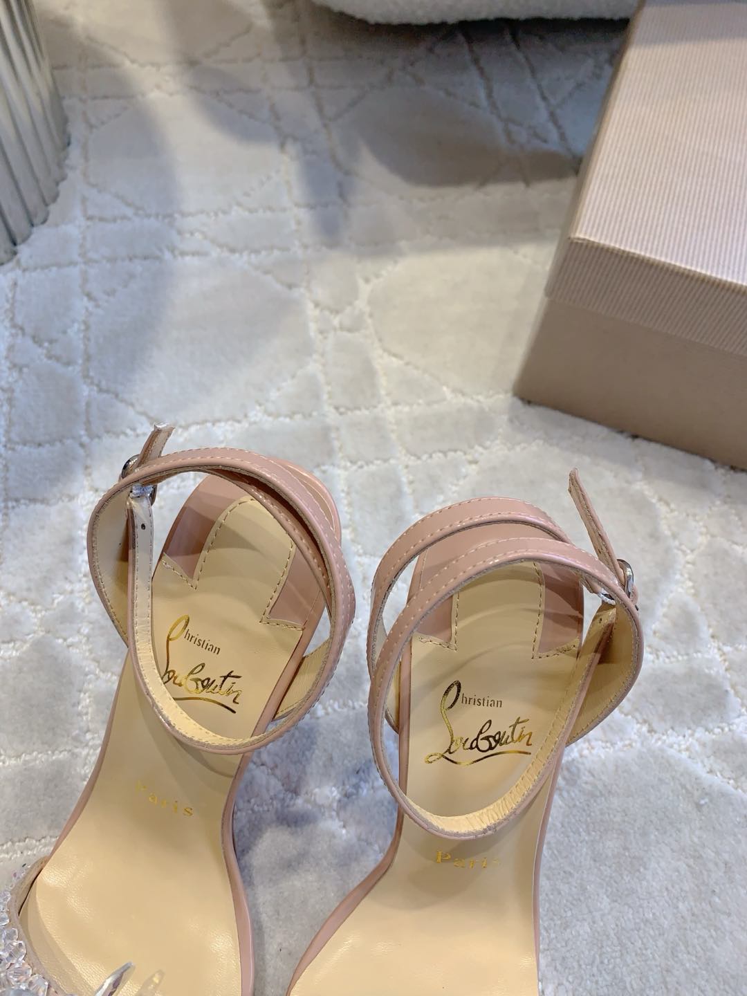 CL Crystal Queen 120 Sandal Nude Patent Leather 177123