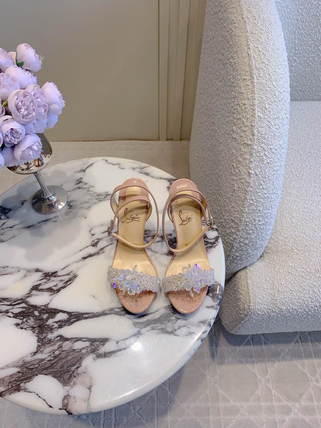 CL Crystal Queen 120 Sandal Nude Patent Leather 177123