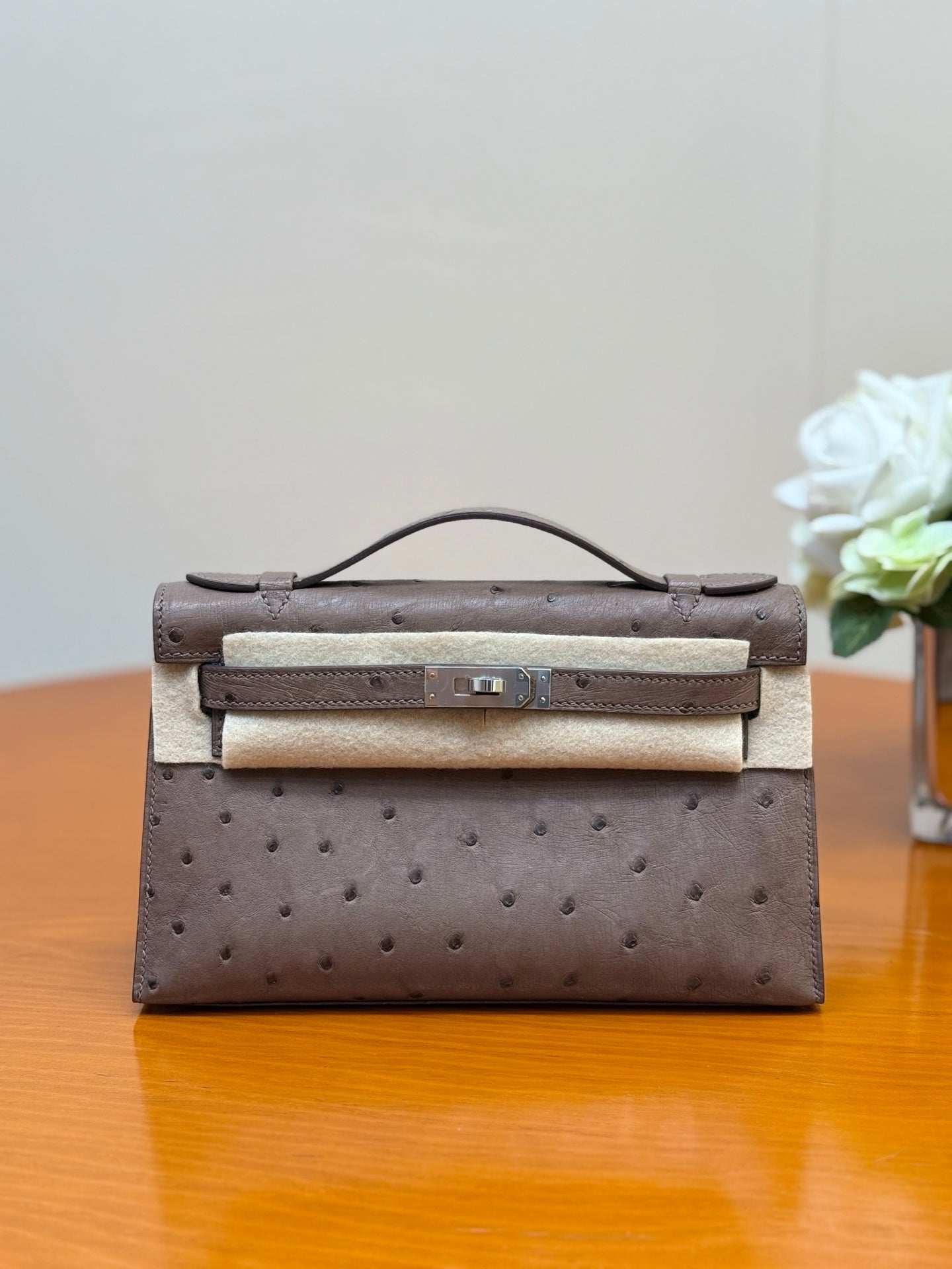Hermes 2026 Mini Kelly Bag 22cm Ostrich Leather 284424