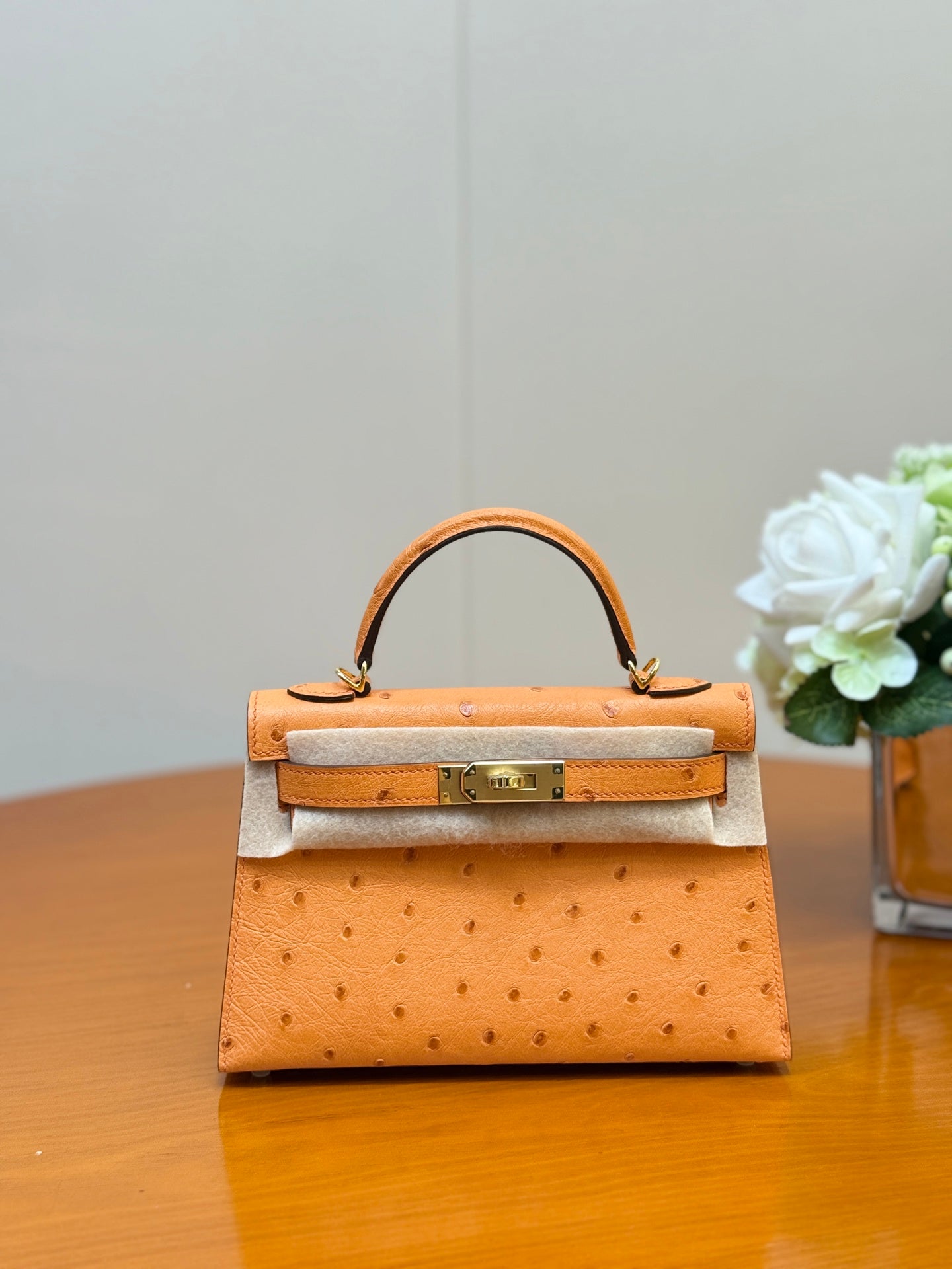 Hermes 2026 Mini Kelly Bag 19cm Ostrich Leather 284449