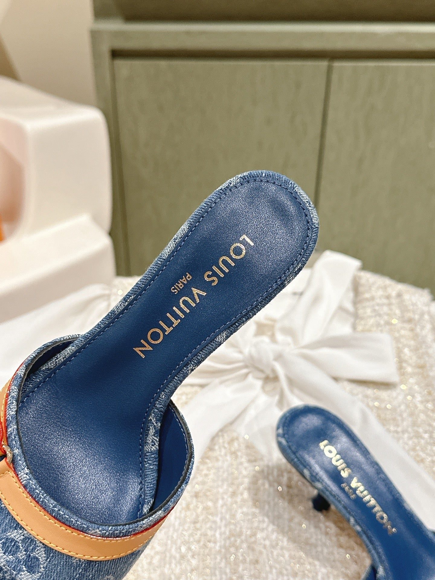 LV 26ss High Heel Sandals 65 Blue Monogram Denim 656942