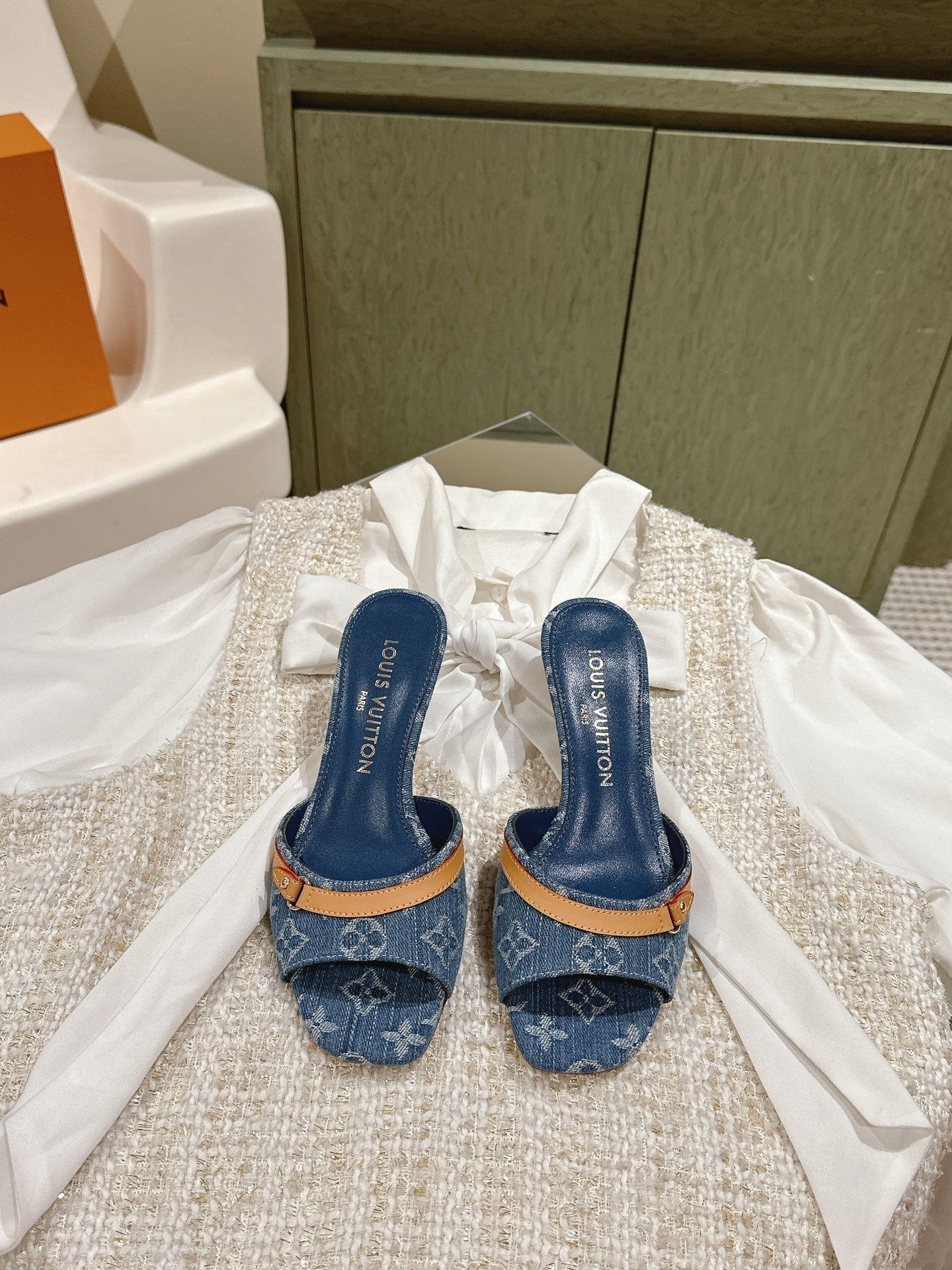 LV 26ss High Heel Sandals 65 Blue Monogram Denim 656942