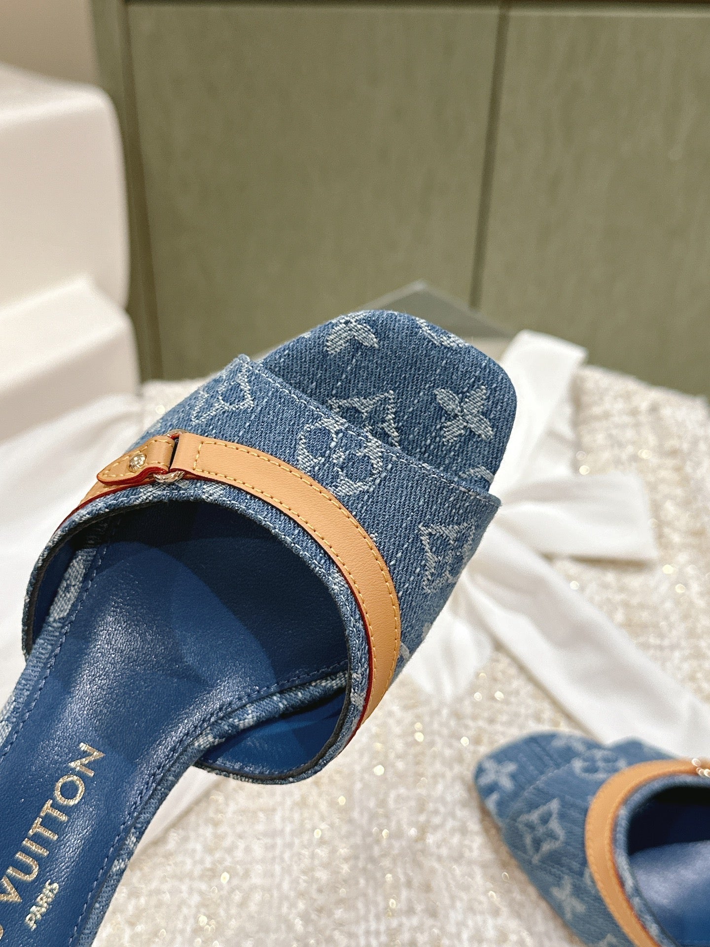 LV 26ss High Heel Sandals 65 Blue Monogram Denim 656942