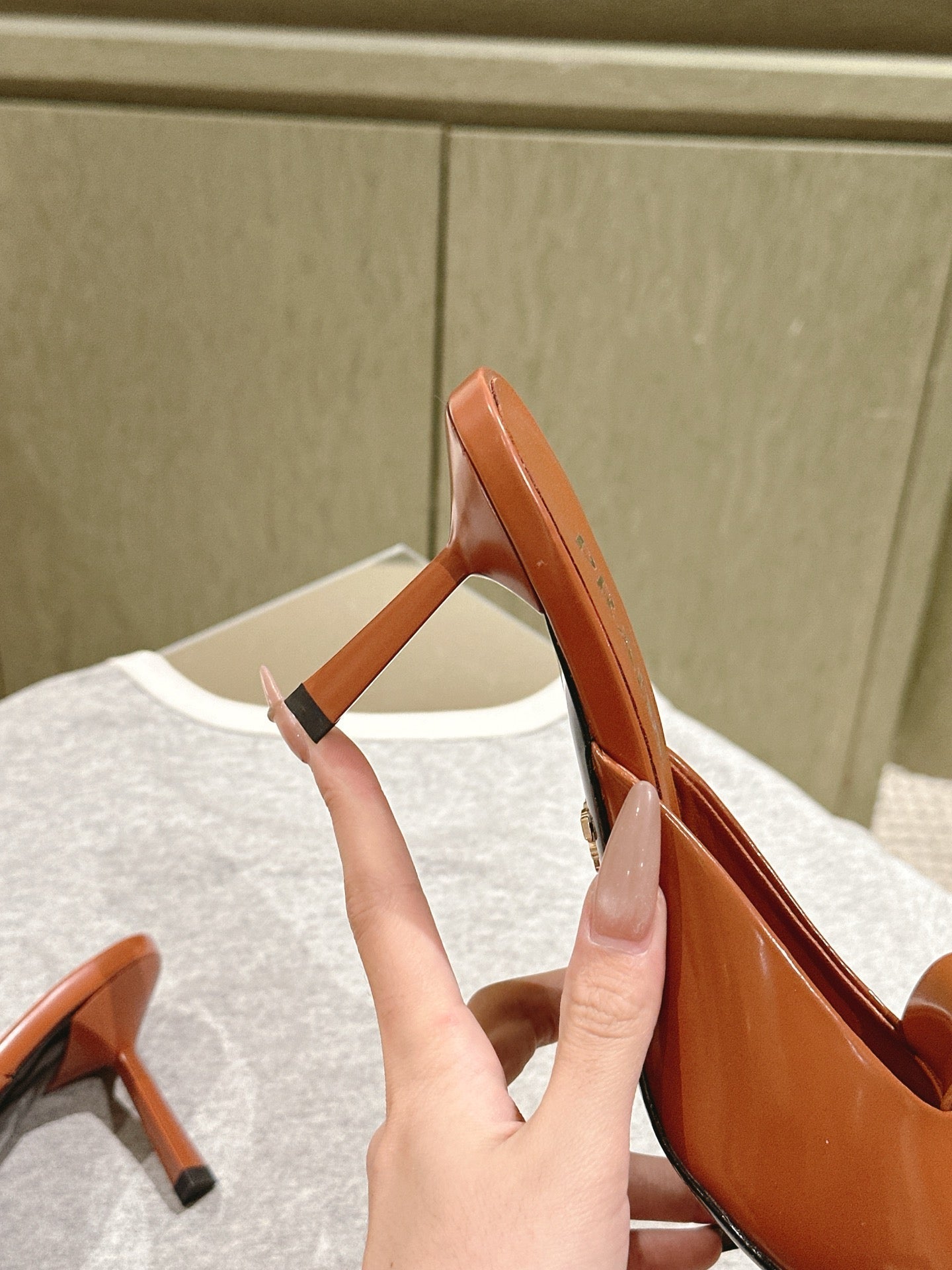 PRA 2026S High Heel Mule 80 Tan Brown Sheepskin 657667