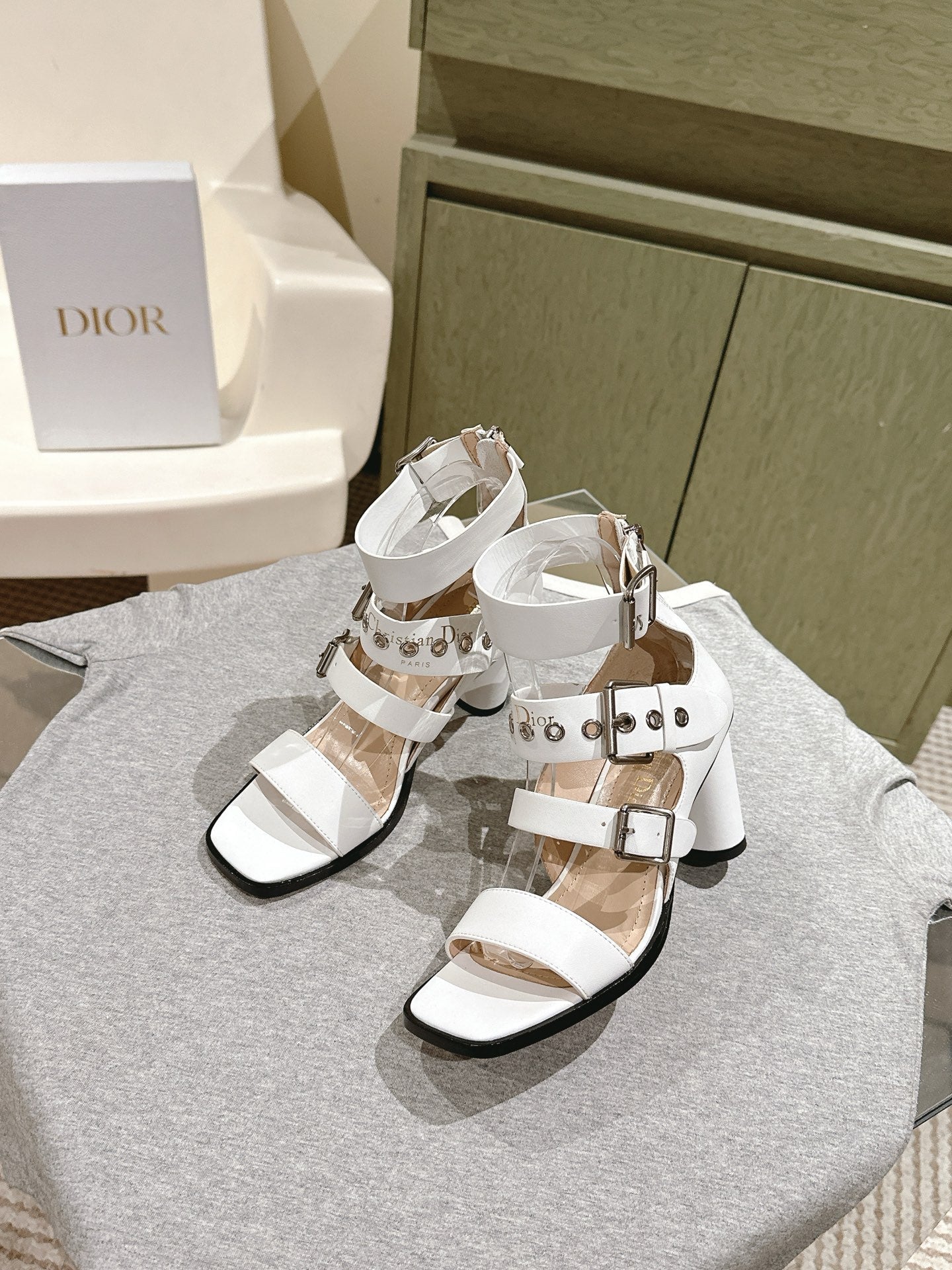 CD 25 Punk Heeled Sandal Lambskin with Leather Buckle 241953