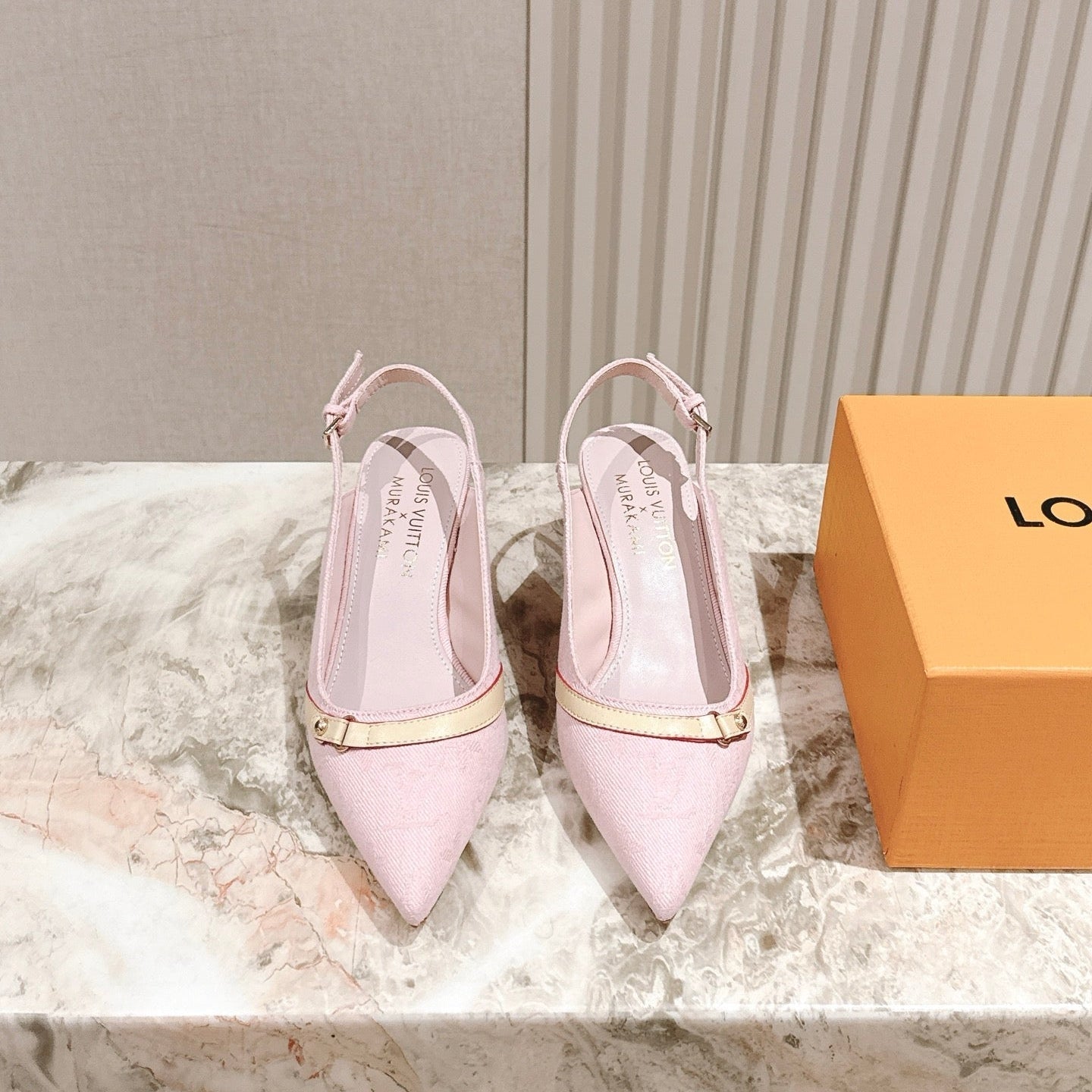 LV 26ss Slingback 45 Light Pink Denim 656936