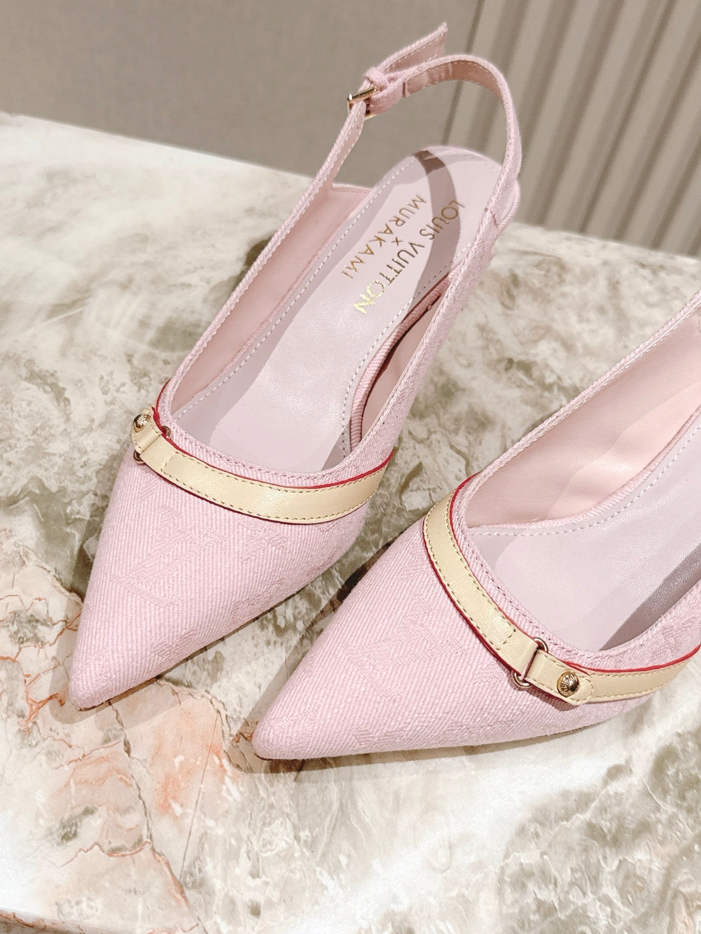 LV 26ss Slingback 45 Light Pink Denim 656936