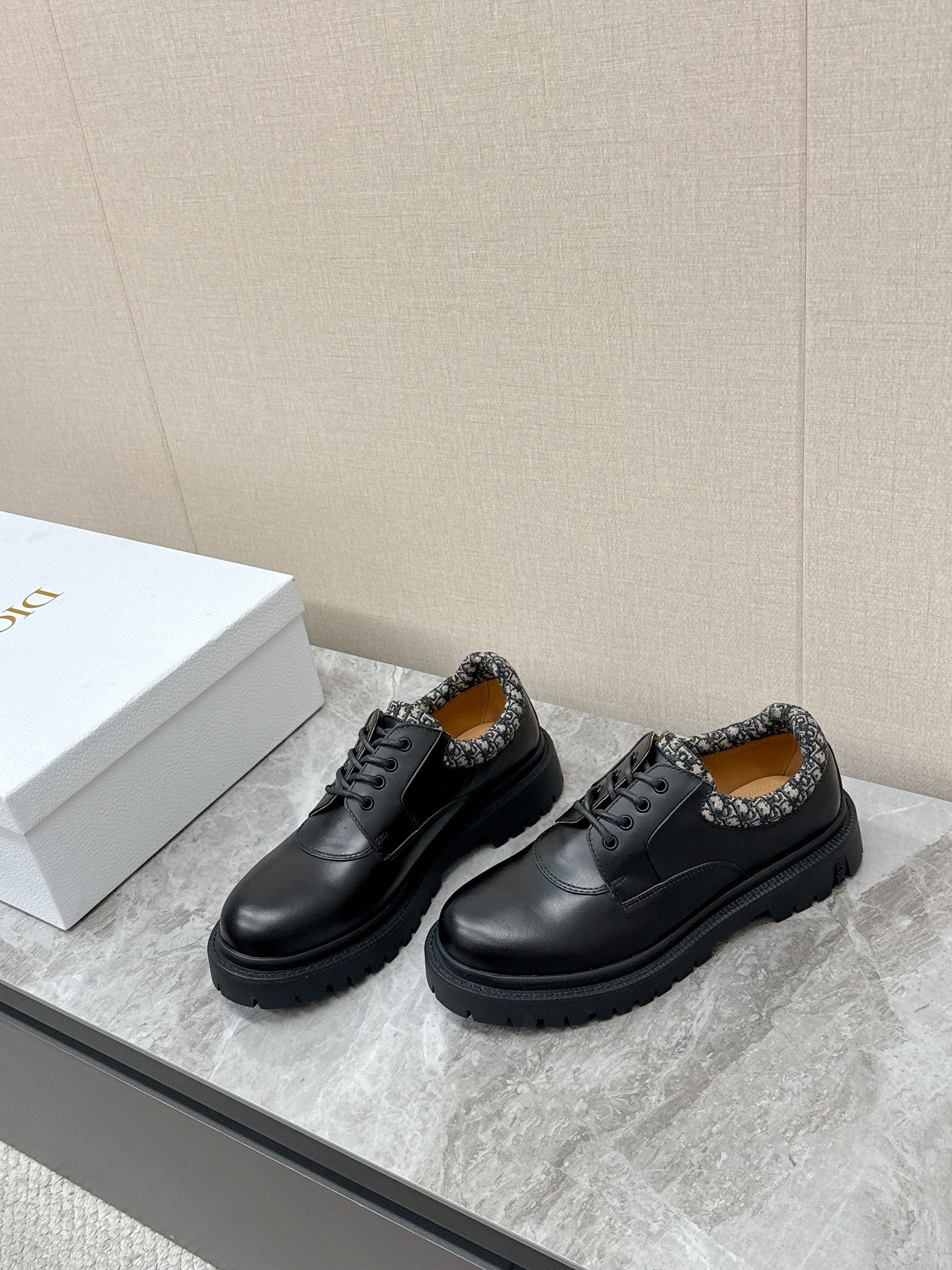 CD 26 Vintage Loafers Oblique Jacquard Black Calfskin 608798