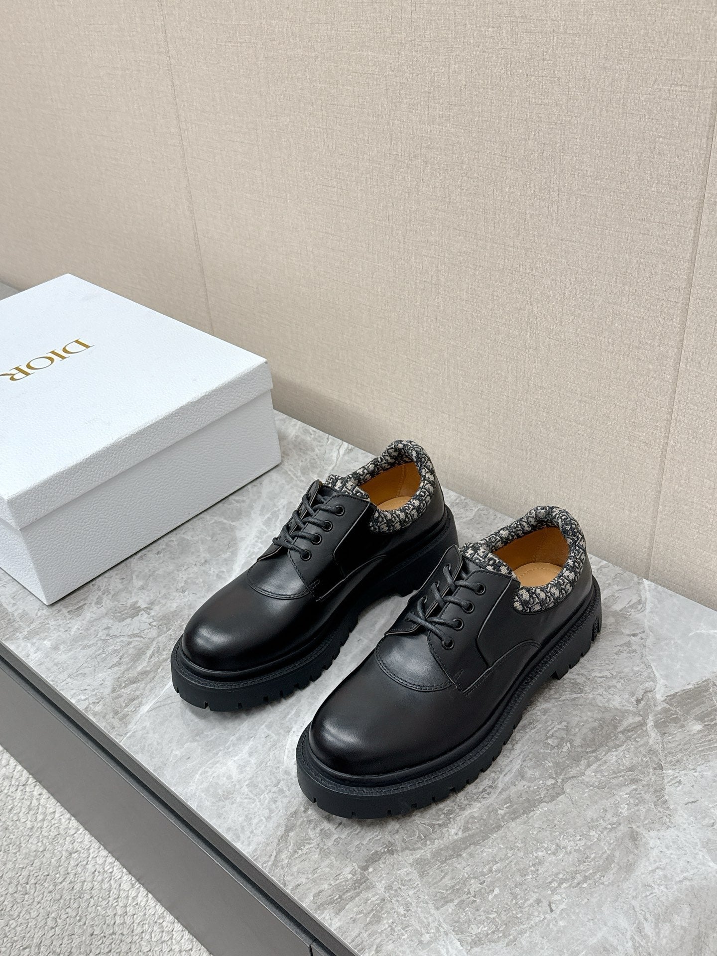 CD 26 Vintage Loafers Oblique Jacquard Black Calfskin 608798