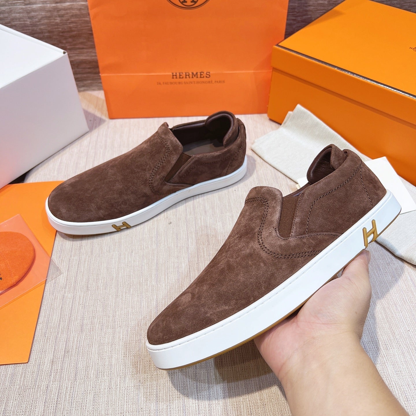 HM Men's 25 Lucky Slip-on Brown Suede 713103