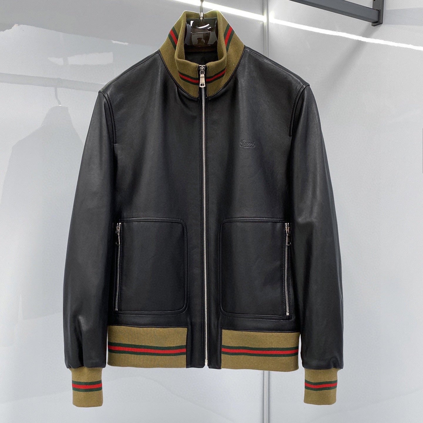 Gucci Jacket Black Lambskin 298820