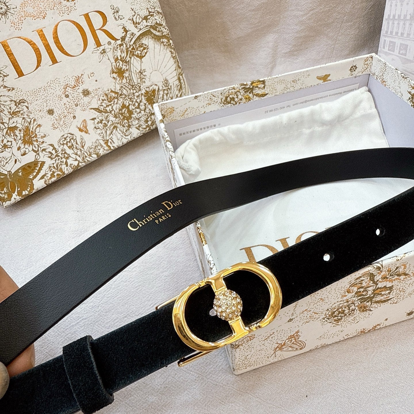 Dior Montaigne Belt 20mm Suede Leather 195312