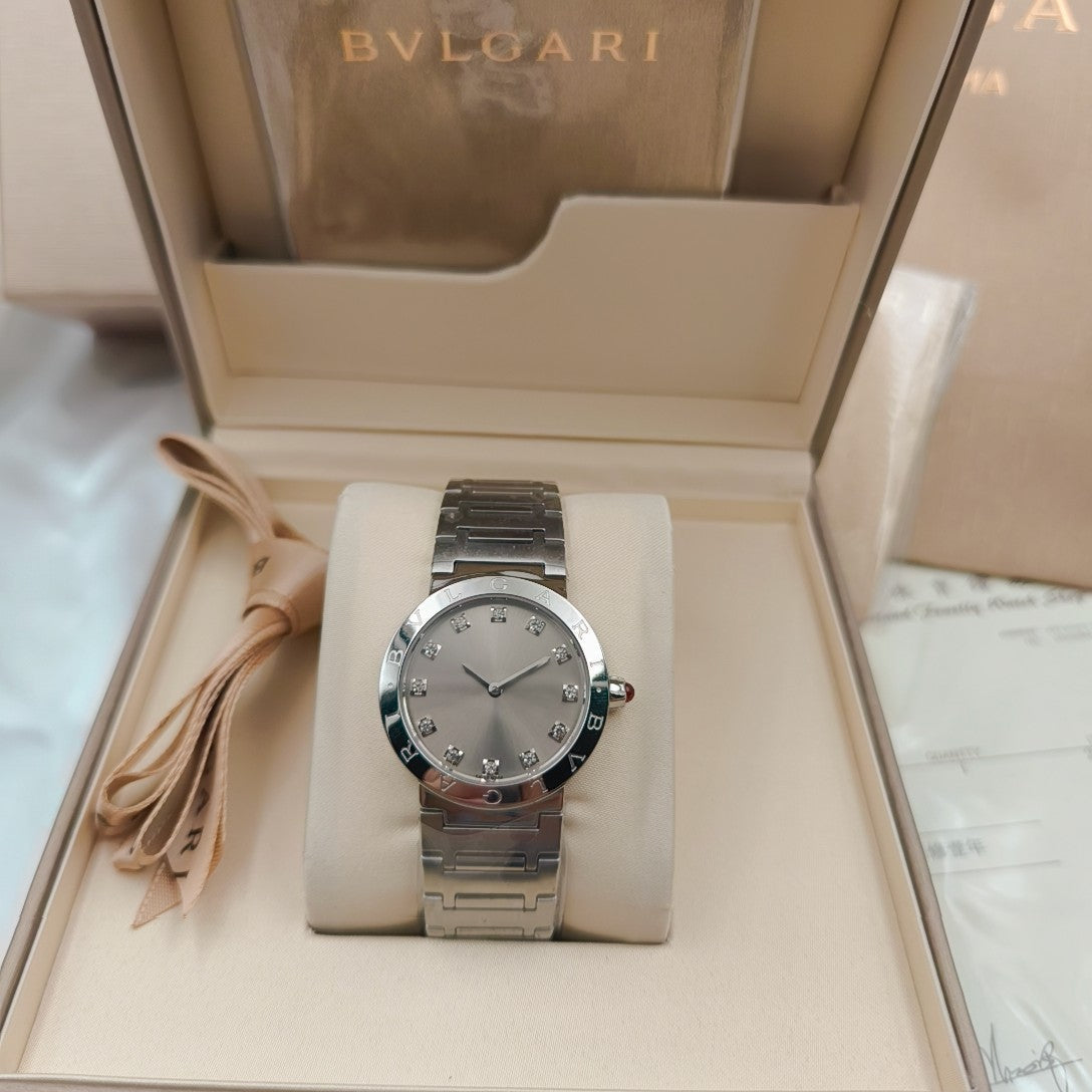 Bulgari 33mm Diamond Numerals Stainless Steel Case