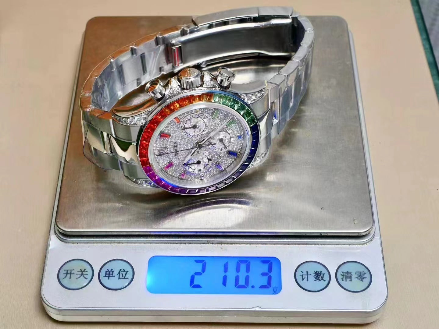 Rolex Daytona 40mm Stainless Steel Rainbow Case Diamond Dial
